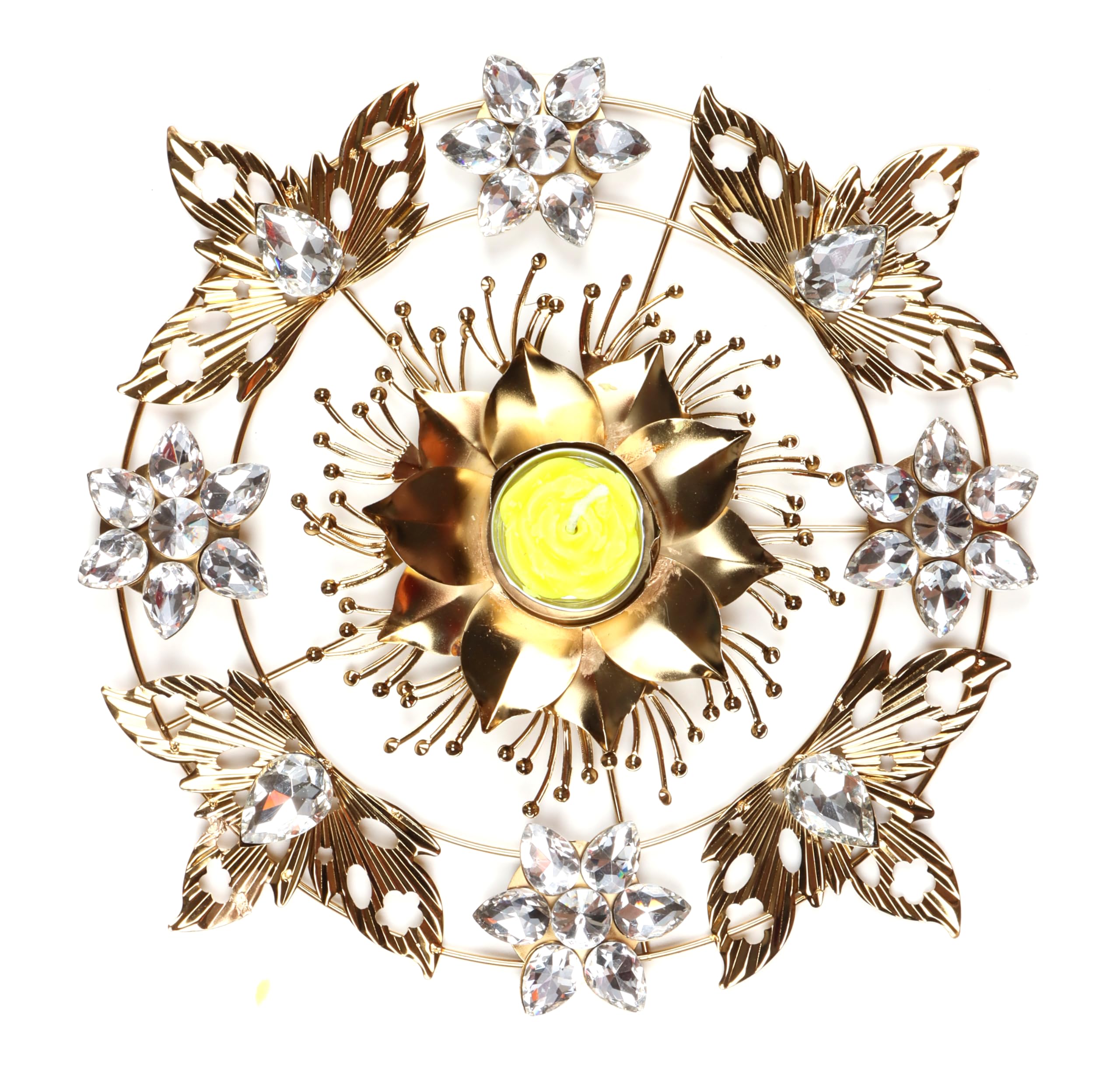 Diwali Diya Decorative T-Light Holder with Dimoands Diwali Decoration Door Step Lamp (Design 1)