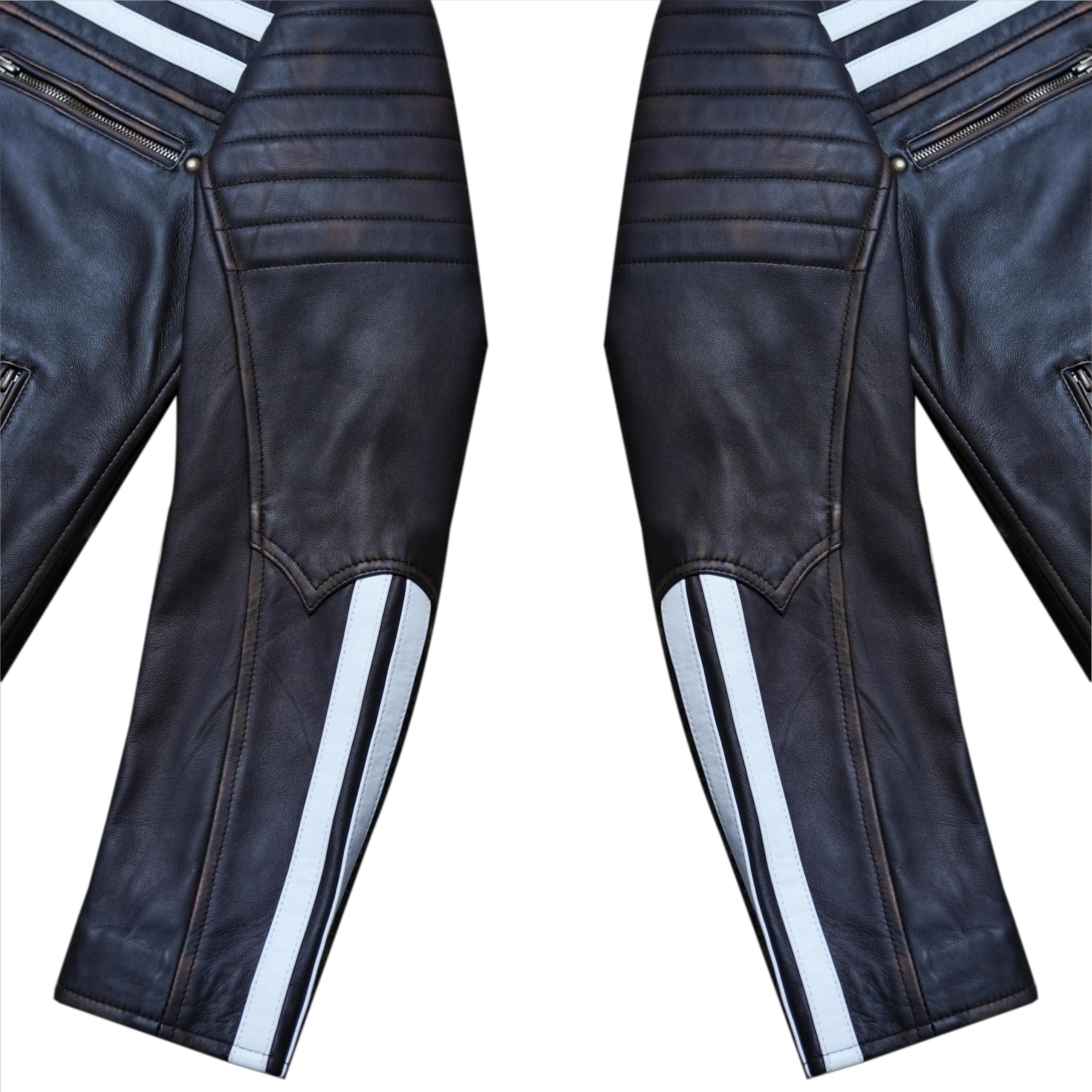 Veste de moto Cafe Racer vintage en cuir véritable vieilli vintage, pour homme, noir