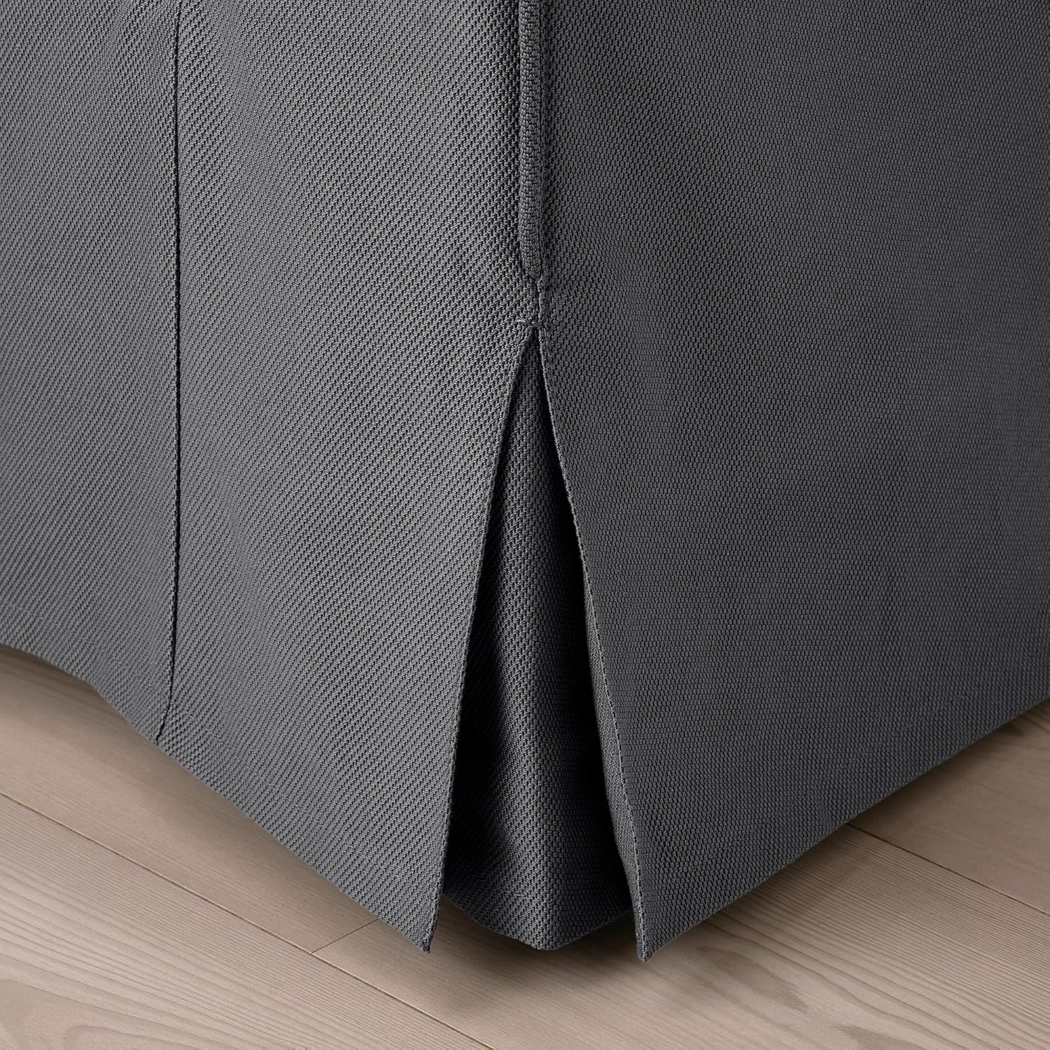 Close-up of skirt detail on IKEA EKTORP sofa