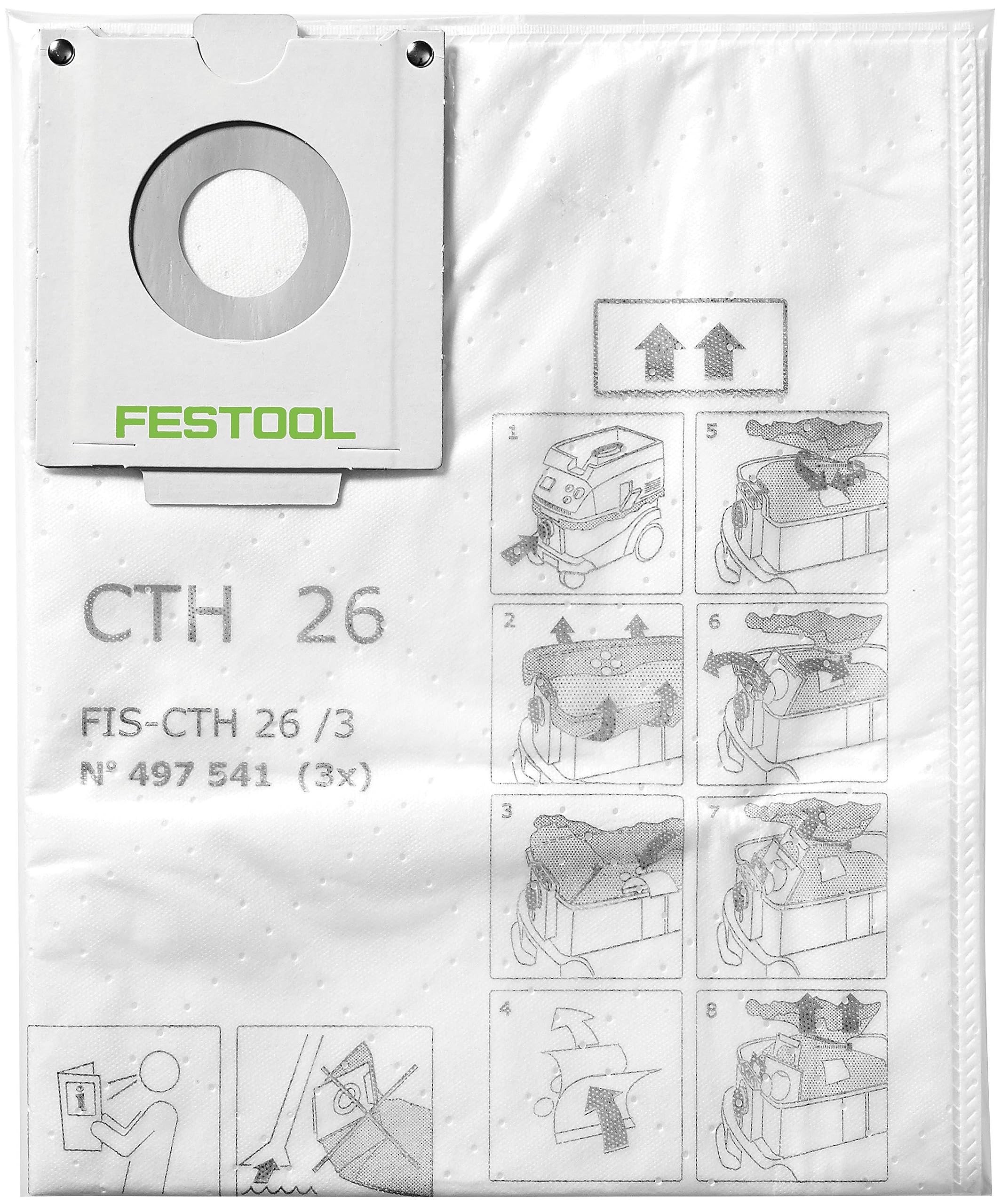 Festool 3x Sicherheitsfiltersack FIS-CTH 48/3 - Staubsaugerbeutel | Geeignet für CTH 48 Absaugmobile - zur Entsorgung von Asbest, Schimmel und krebserregenden Stäuben - staubarm verschließbar