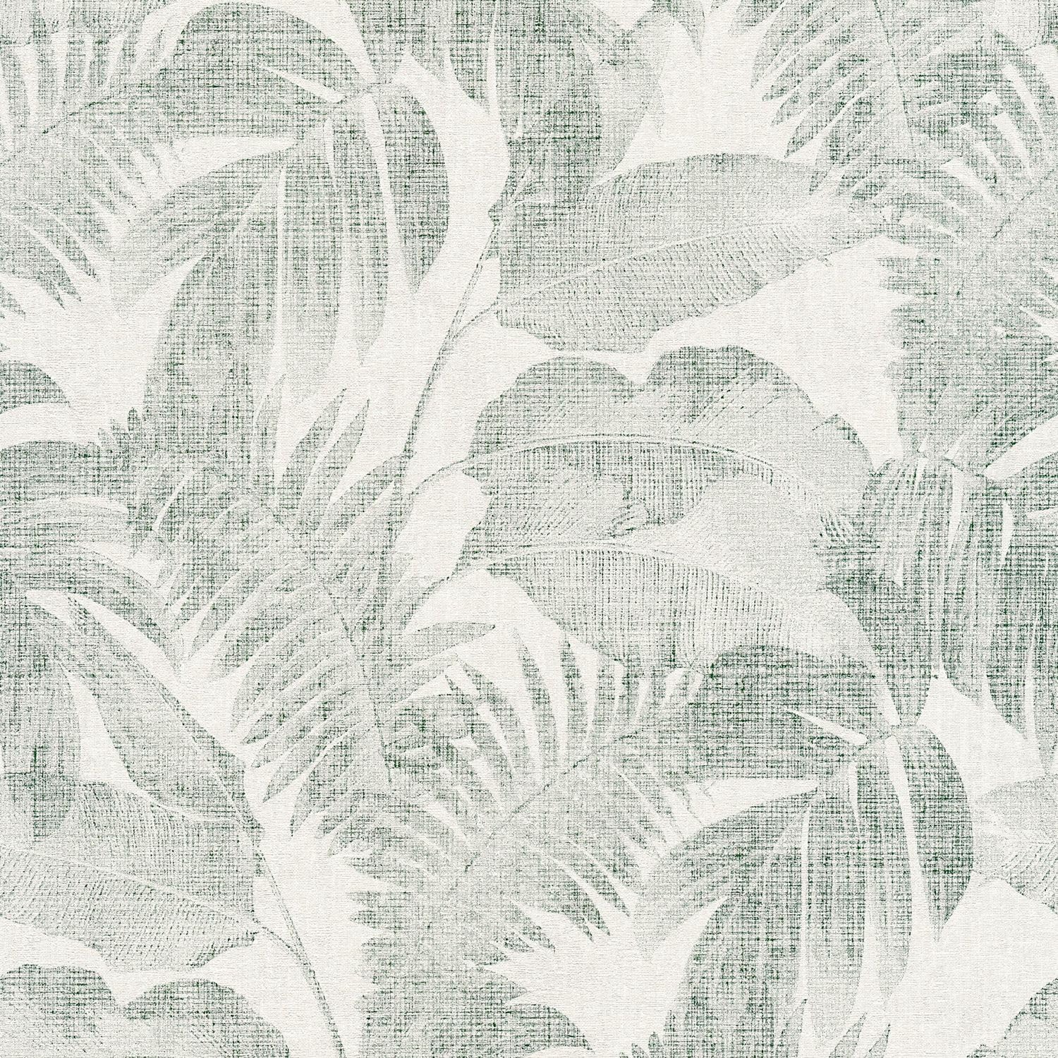 Papel pintado verde floral Profhome 373964-GU para pared de sal&oacute;n no tejido beige