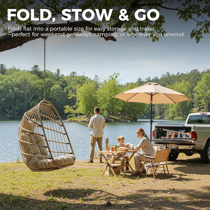 RADIATA All-Weather Swing Egg Chair no Stand, Outdoor Wicker Hanging Chair image 3