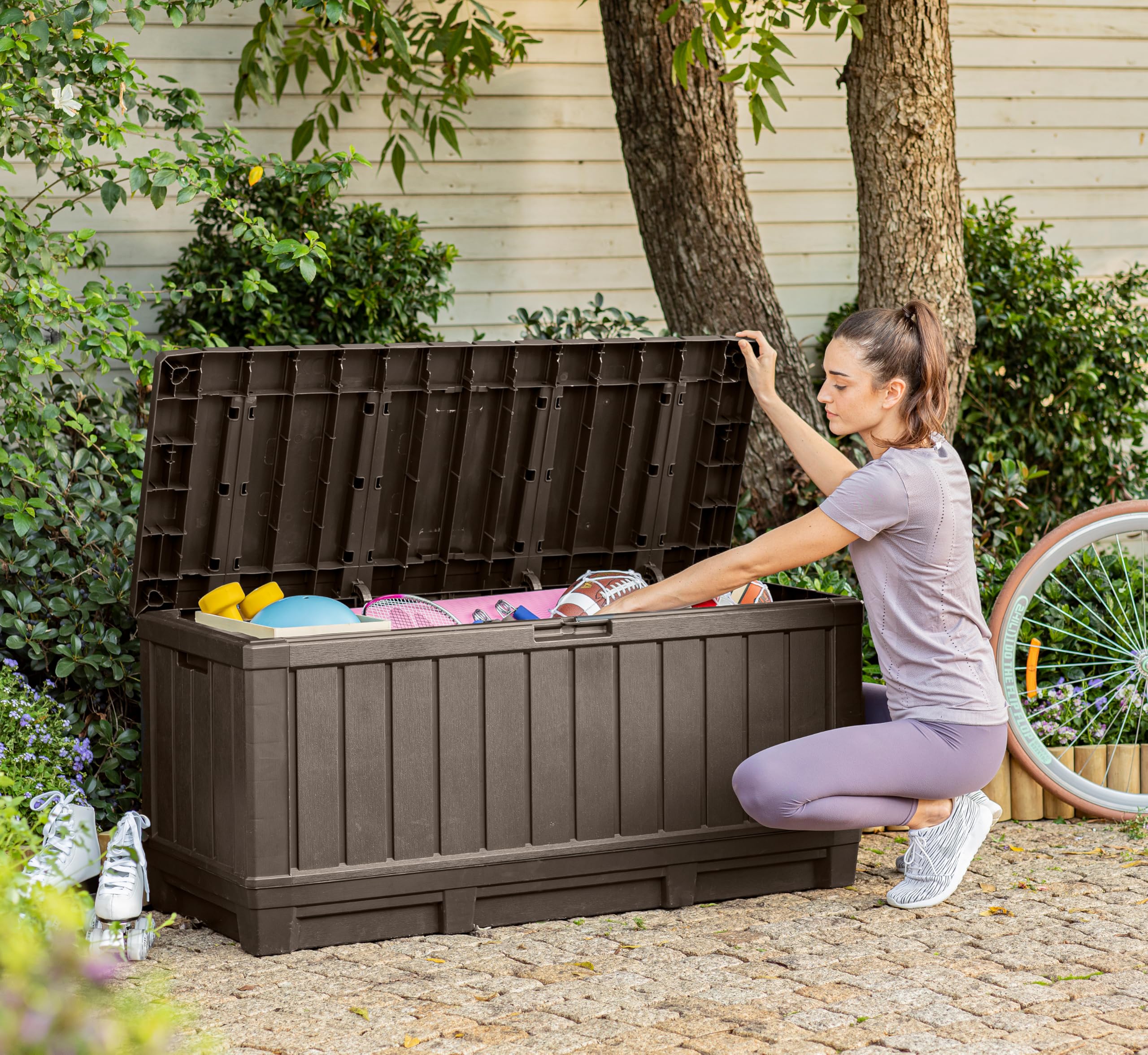 Keter K249463 Baule da giardino Kentwood, Marrone, 250 kg