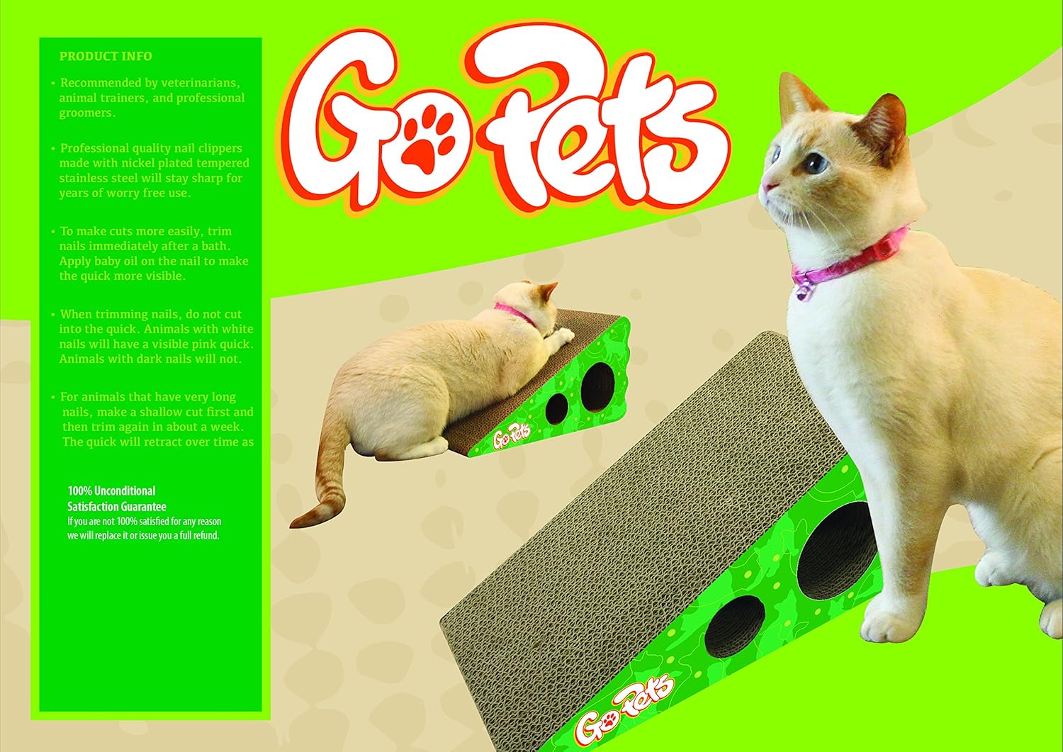 GoPets Premium Cat Scratcher, Wedge Shaped Corrugated Cardboard is Reversible Lasts 2X Longer Includes 1 Pack Catnip, Natural Incline More Ergonomic Than Scratching Post, Cutouts to Hide Toys : Pet Supplies