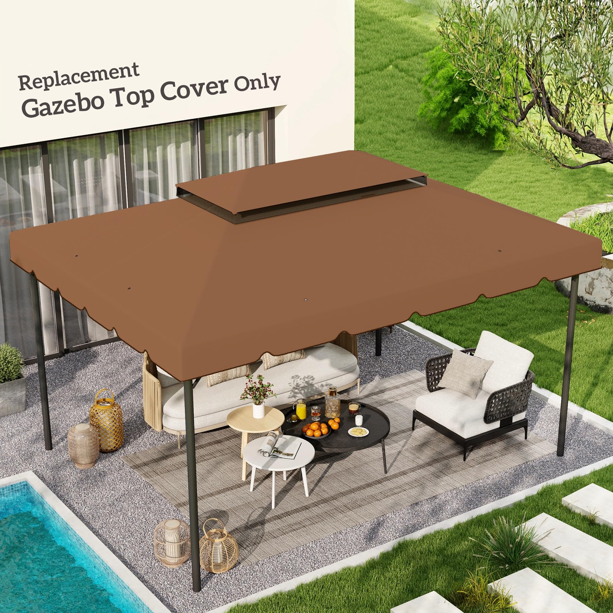 Telo Di Ricambio Per Gazebo Outsunny 3x3 M - Poliestere Traspirante Con 10 Fori Di Drenaggio, Grigio Scuro - Foto 5