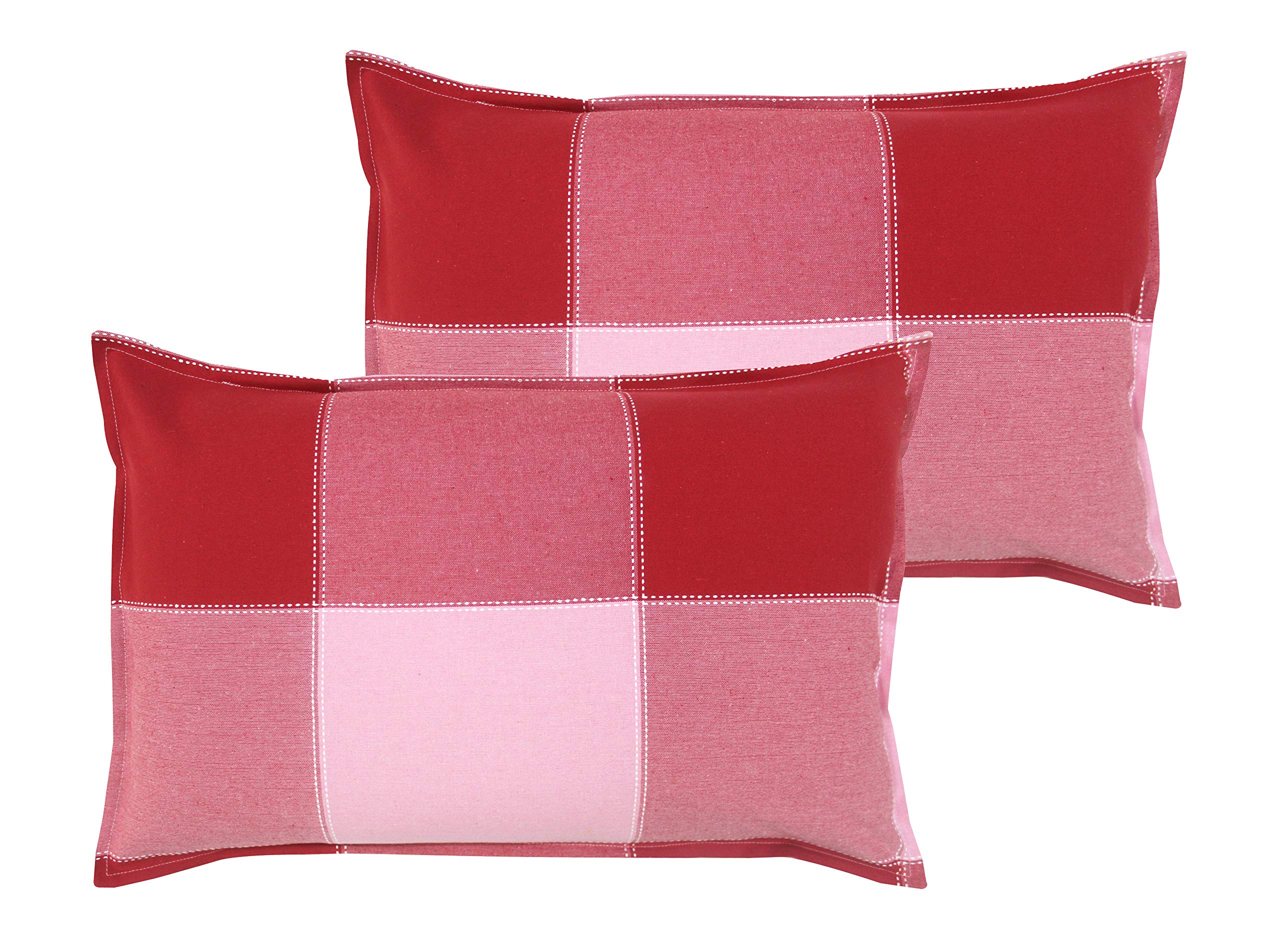 Airwill 100% Cotton Checkered Pattern Flap Pillow Covers (46x69cm)(Red, Pink, Pack of 2 Pieces)-picture-33