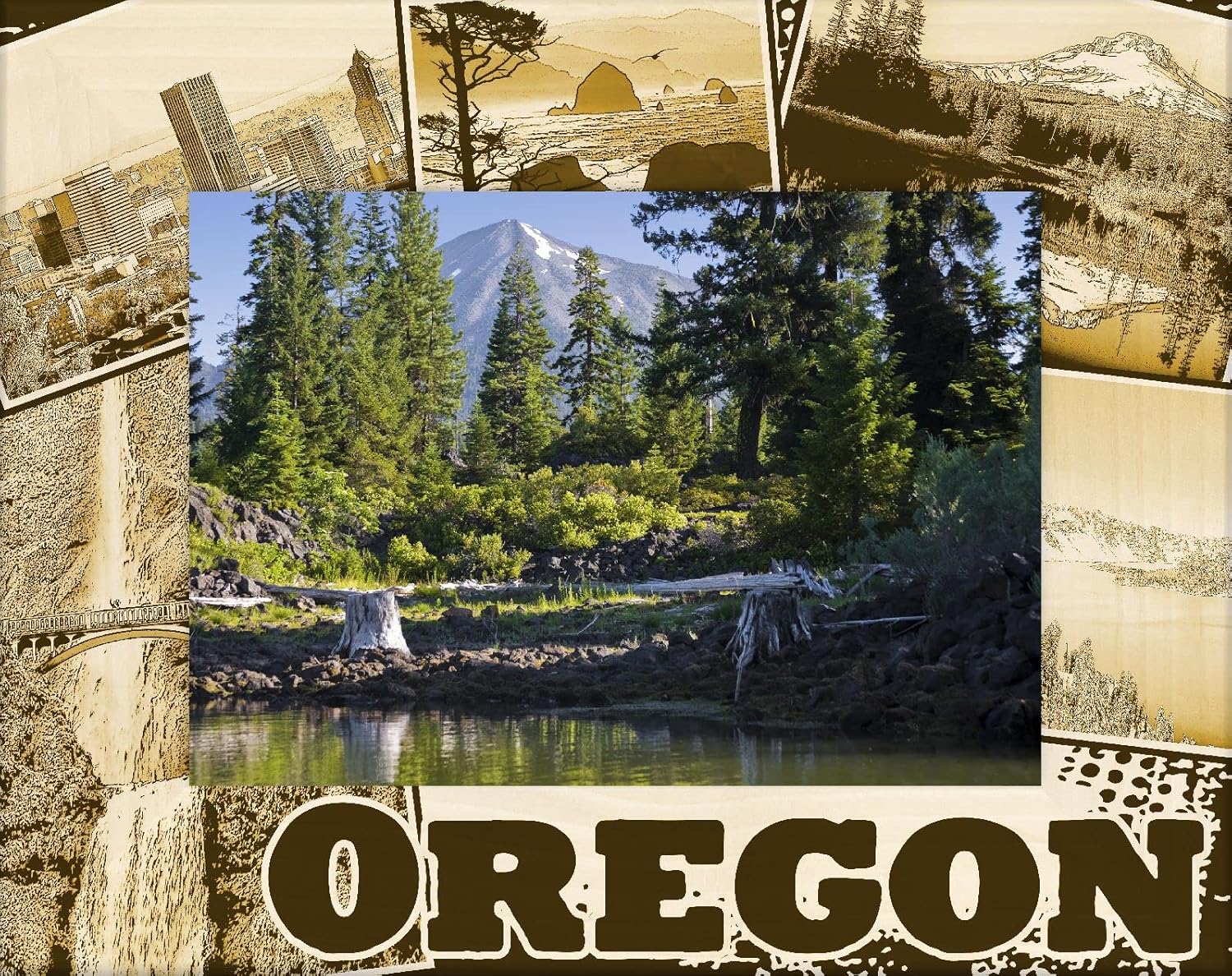 Saddle Mountain Souvenir Oregon Laser Engraved Wood Picture Frame Landscape (5 x 7)