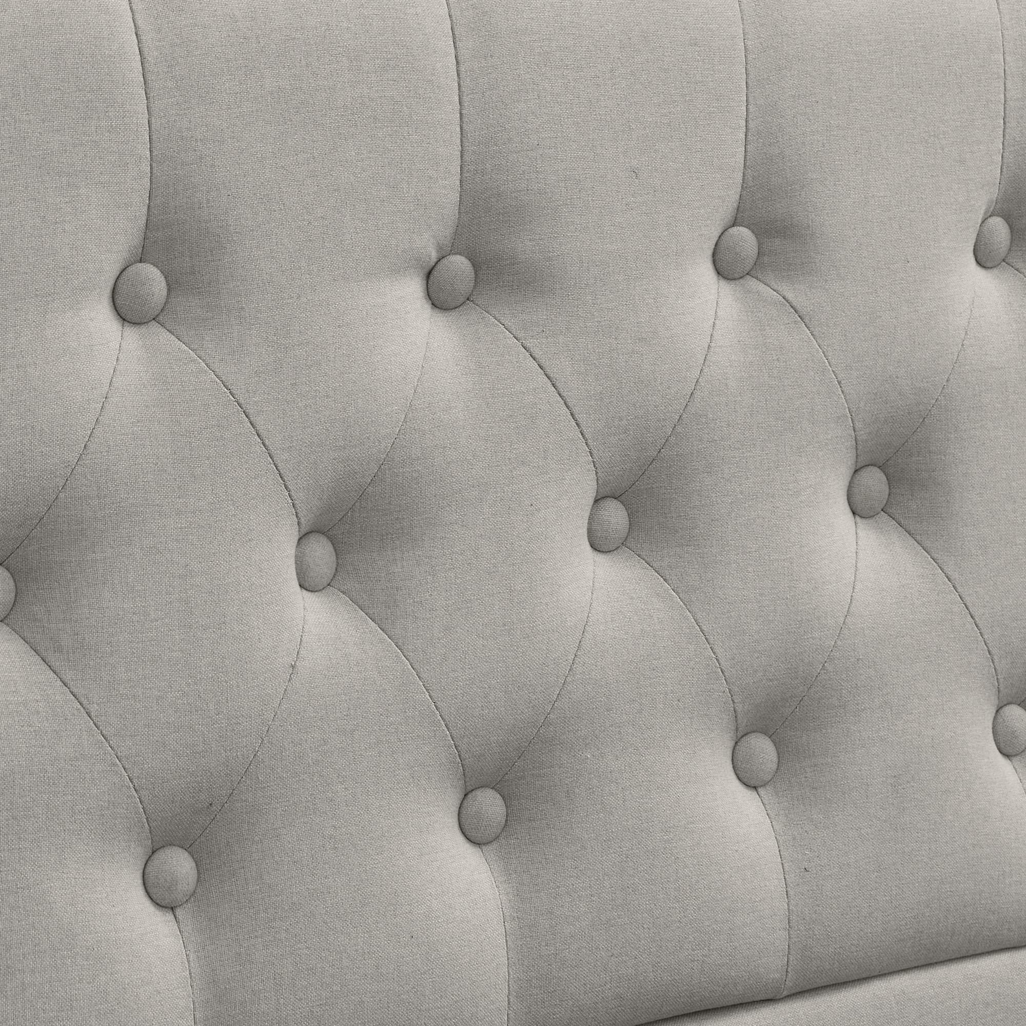 Azkoeesy Letto Matrimoniale Imbottito 180x200 cm con Contenitore, Cassone Idraulico, Doghe in Legno, Decorazione a Rivetti e Bottoni, Rivestimento in Lino, Grigio Chiaro