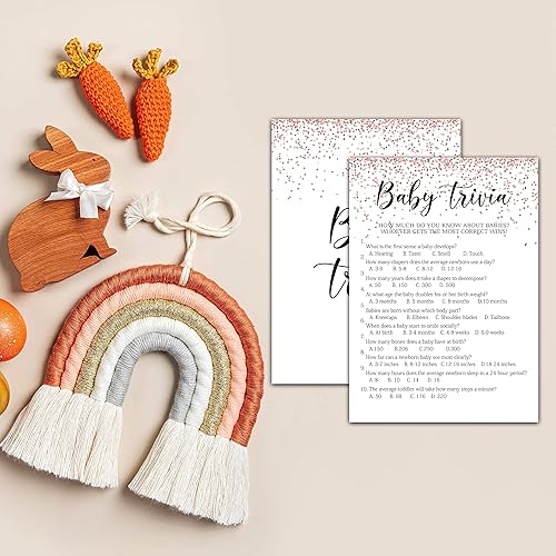 Miniatura 10 de Baby Shower Feud - Juegos de baby shower, temática de oro rosa rosa, 30 cartas de juego y 1 tarjeta de respuesta, juego de fiesta de revelación de