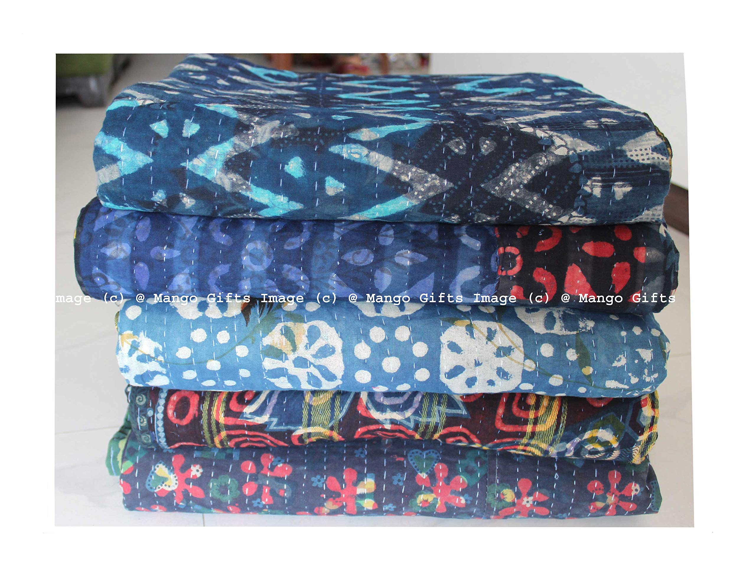 Couvre-lit indien Kantha Ralli : Ravivez une pièce terne grâce à l'Indigo Mango Gifts