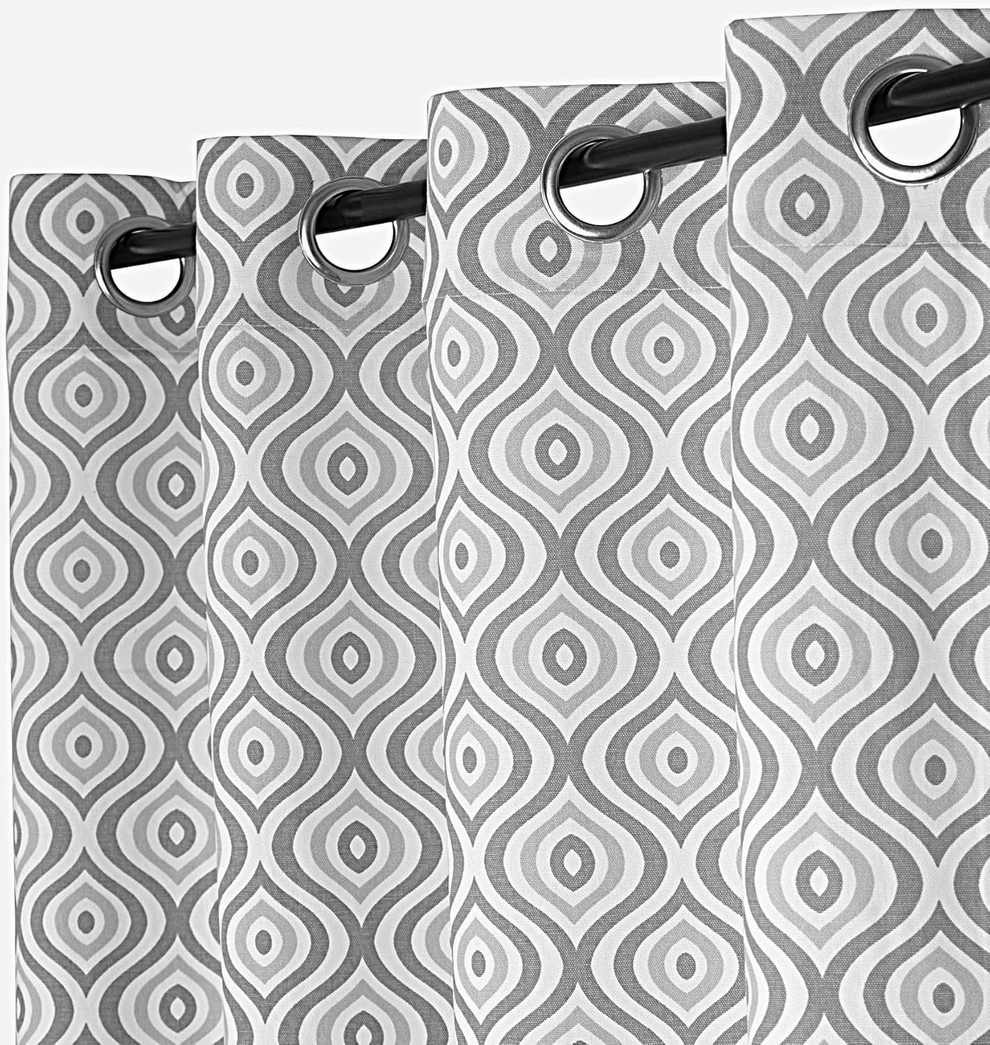 Natural 100% Cotton Curtains for Living Room Farmhouse 63 Inches Long Curtains for Bedroom Country Rustic Semi Blackout Geometric Kitchen Window 2 Panels Set Off White Grey 52” W x 63" L