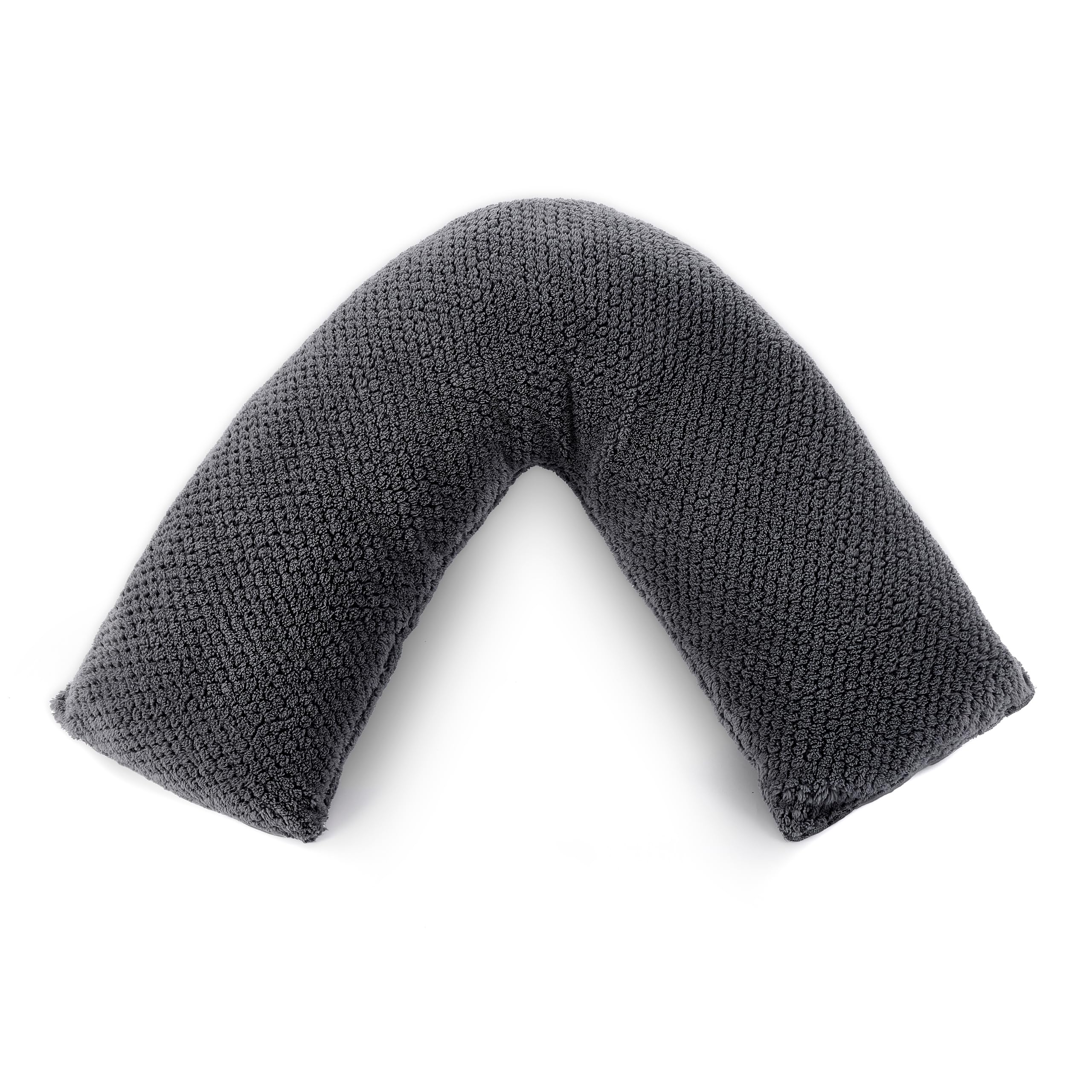 Downland Waffle Charcoal Huggleland Waffle V Shaped Pillow – Orthopaedic Support For Neck, Back & Shoulders, Soft Fleece V Shape Triangle Cushion, Hollowfibre Filled Maternity, Pregnancy V Pillow 80X80cm (Charcoal)