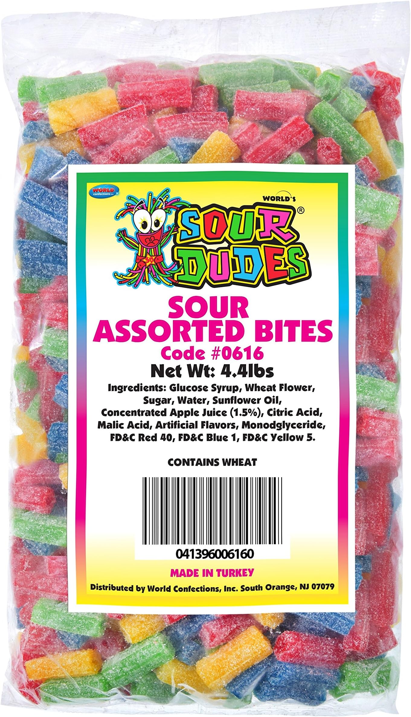 Sour Dudes Licorice Bites, Assorted Fruit Flavors, 4.4 Pound Bag