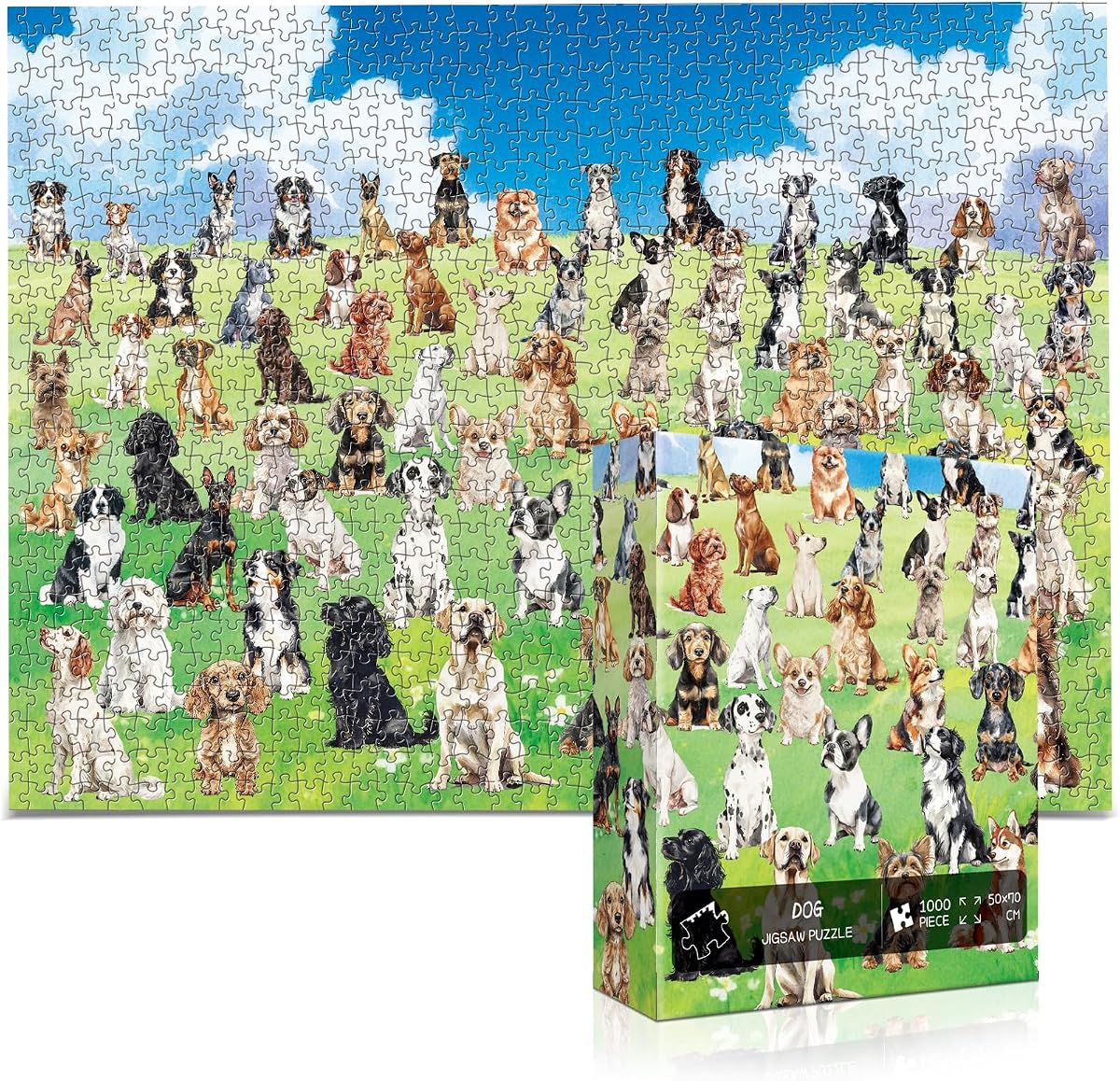 Rompecabezas de 1000 piezas,Rompecabezas de perro,Rompecabezas para adultos 1000 piezas,Adultos y familias Difícil Desafiante Rompecabezas único para juego,Rompecabezas