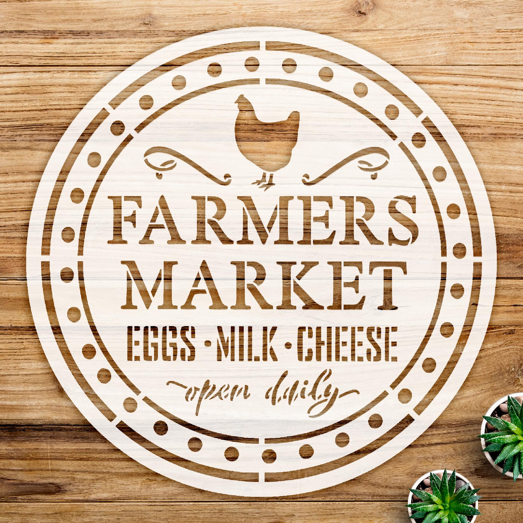 Farmers Market Stencil Pattern for Home Decor and Crafts, Eggs Milk Cheese Design, Perfect for DIY Projects and Painting on Wood and Walls - Size A4 (8.5