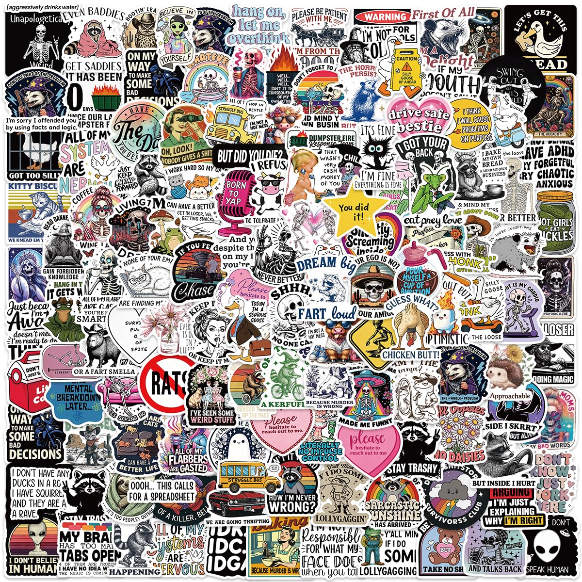 200 Sarcastic Stickers for Adults, Holographic Stars, Glossy, Waterproof