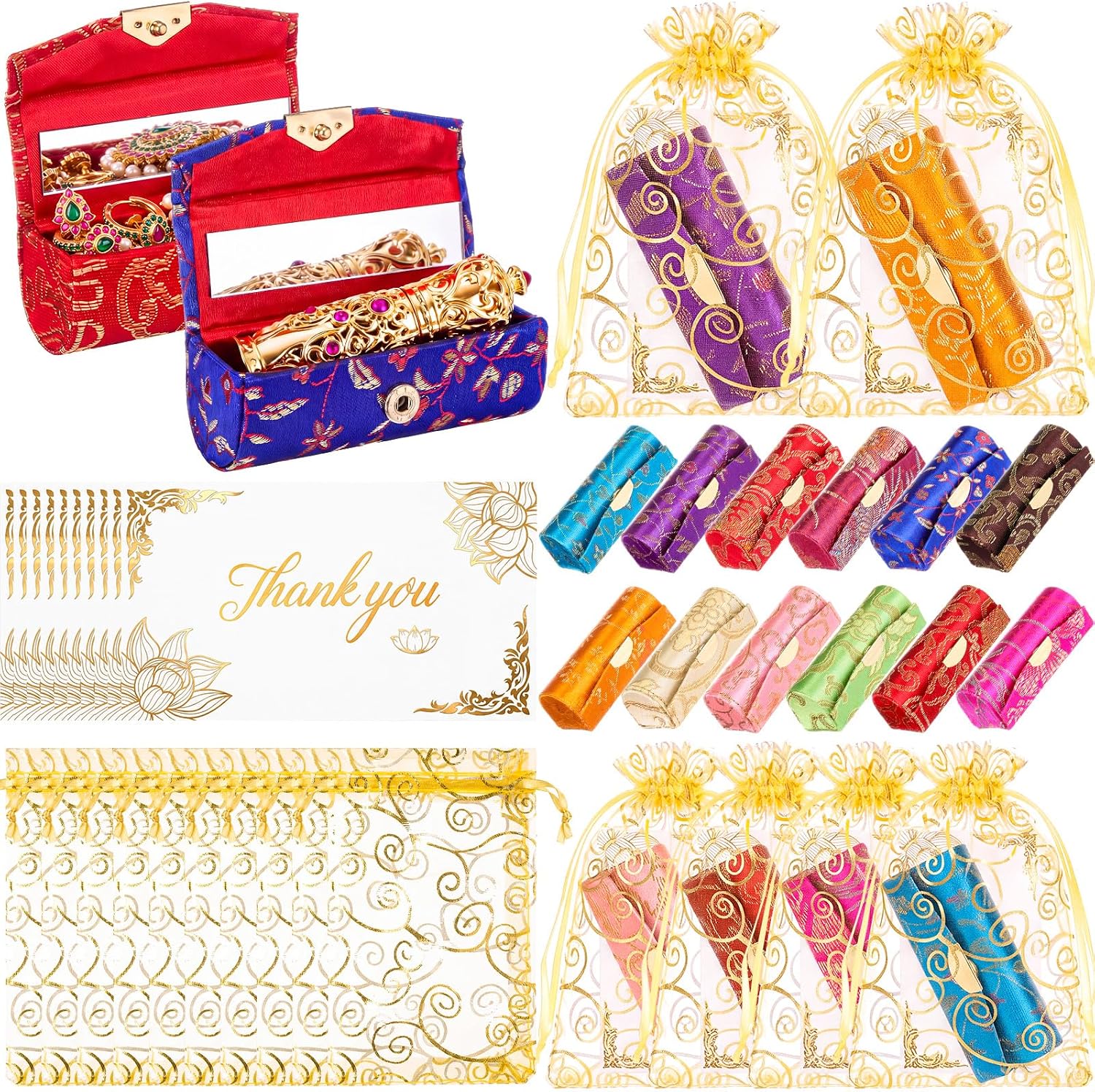 Kacctyen 36 Sets Indian Return Gifts Lipstick Case Holders with Mirrors