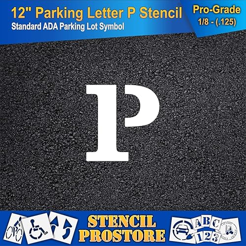 Miniatura 7 de Plantillas de pavimento  12 pulgadas  Plantilla de símbolo de estacionamiento de letra 'P'  12 pulgadas x 12 pulgadas x 116 pulgadas (63 mil)  Ligero