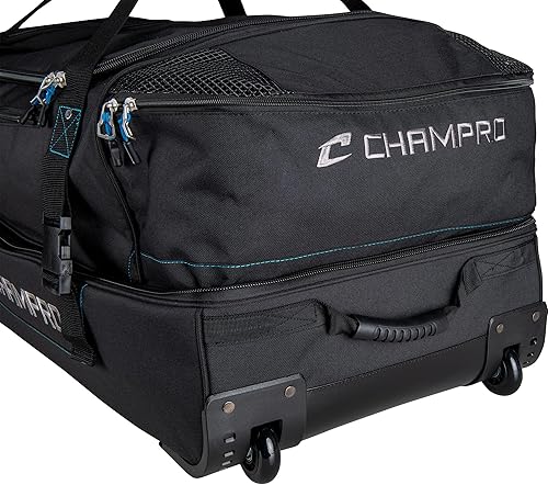 Miniatura 5 de Champro Bolsa de equipo de árbitro con ruedas para oficiales de béisbolsoftbol, color negro