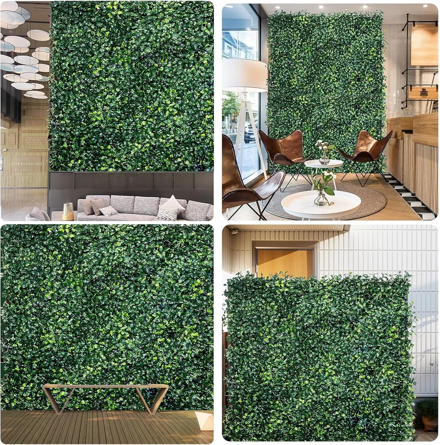 Artificial Boxwood Panels - 10x10 Inch Realistic Lush Green Wall Decor for Indoor & Outdoor Spaces - Weatherproof, UV Resistant, Tiles with Easy Installation(12PCS)