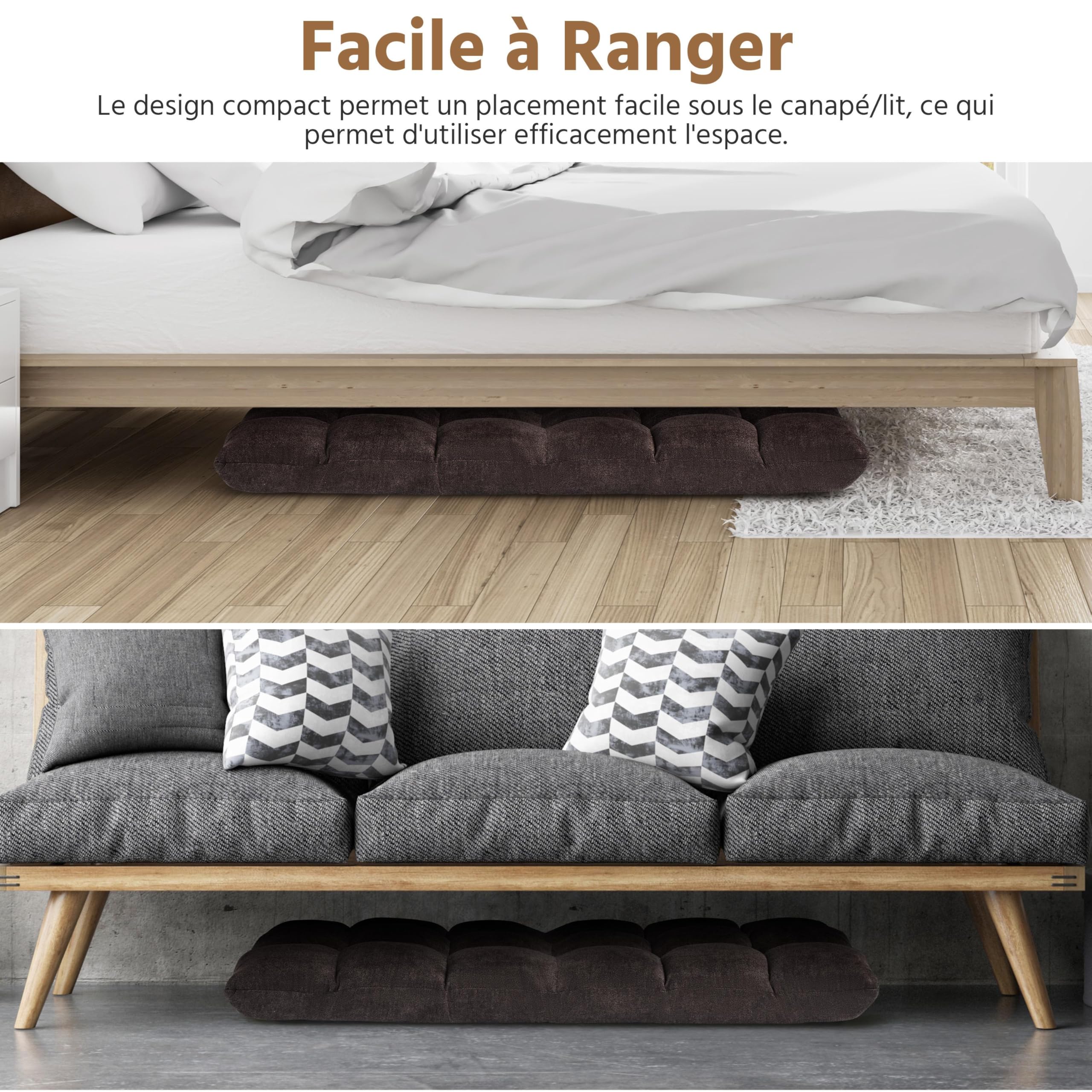 Yaheetech Bodensessel, faltbar, Tatami, Bodenstuhl, Rückenlehne, faltbar, für Haus, Büro, Braun