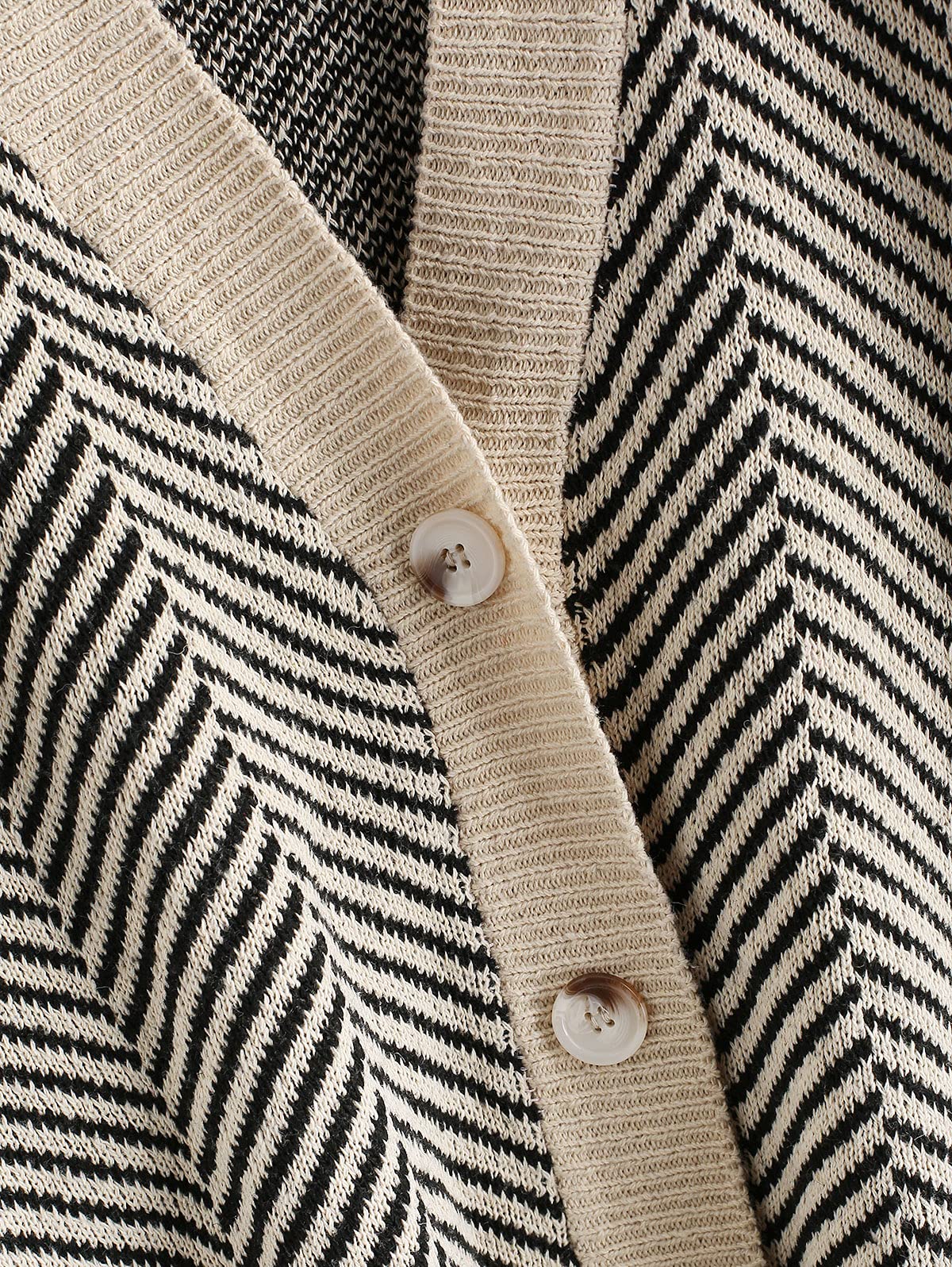 ZAFUL Gestreift Überdimensioniert Lose Gemütlich Cardigan Damen Elegant Button Up Langarm Schulter absetzen V-Ausschnitt Cardigan für Herbst Winter