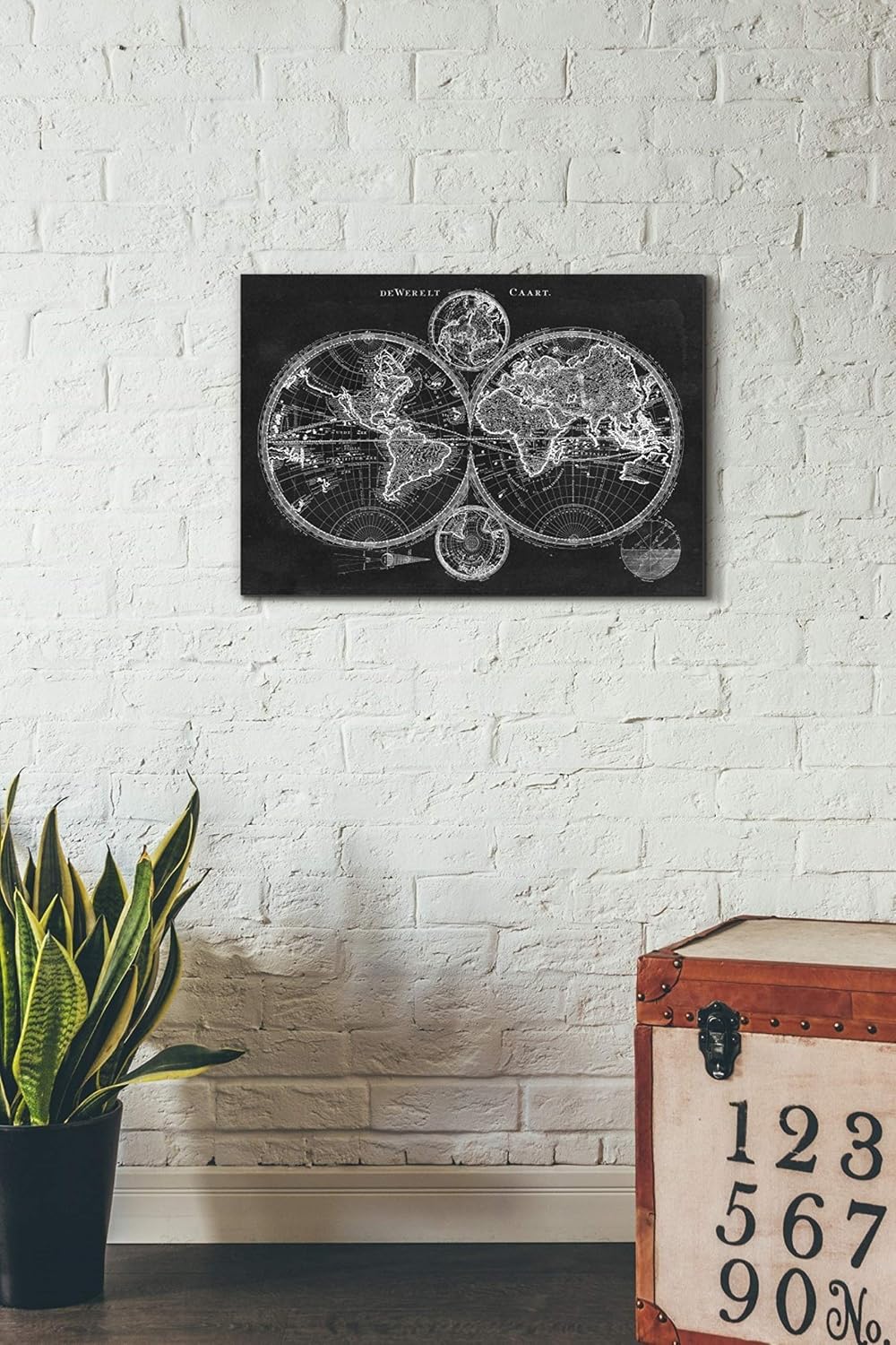 Epic Graffiti 'Charcoal World Map' by Studio W Canvas Wall Art, 26"x18"