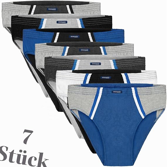 BRUBAKER Pack of 7 Men's Sports Briefs - Coloured Briefs Made of Cotton