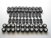 Vista 2 de LEGO City - Juego de ruedas, neumáticos y ejes, negro, blanco y gris claro, 100 piezas en total