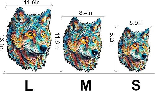 Miniatura 3 de WOODBESTS Rompecabezas de madera para adultos, rompecabezas de lobo (S, 100 piezas, 8.2 x 5.9 pulgadas), hermosa caja de madera, rompecabezas de