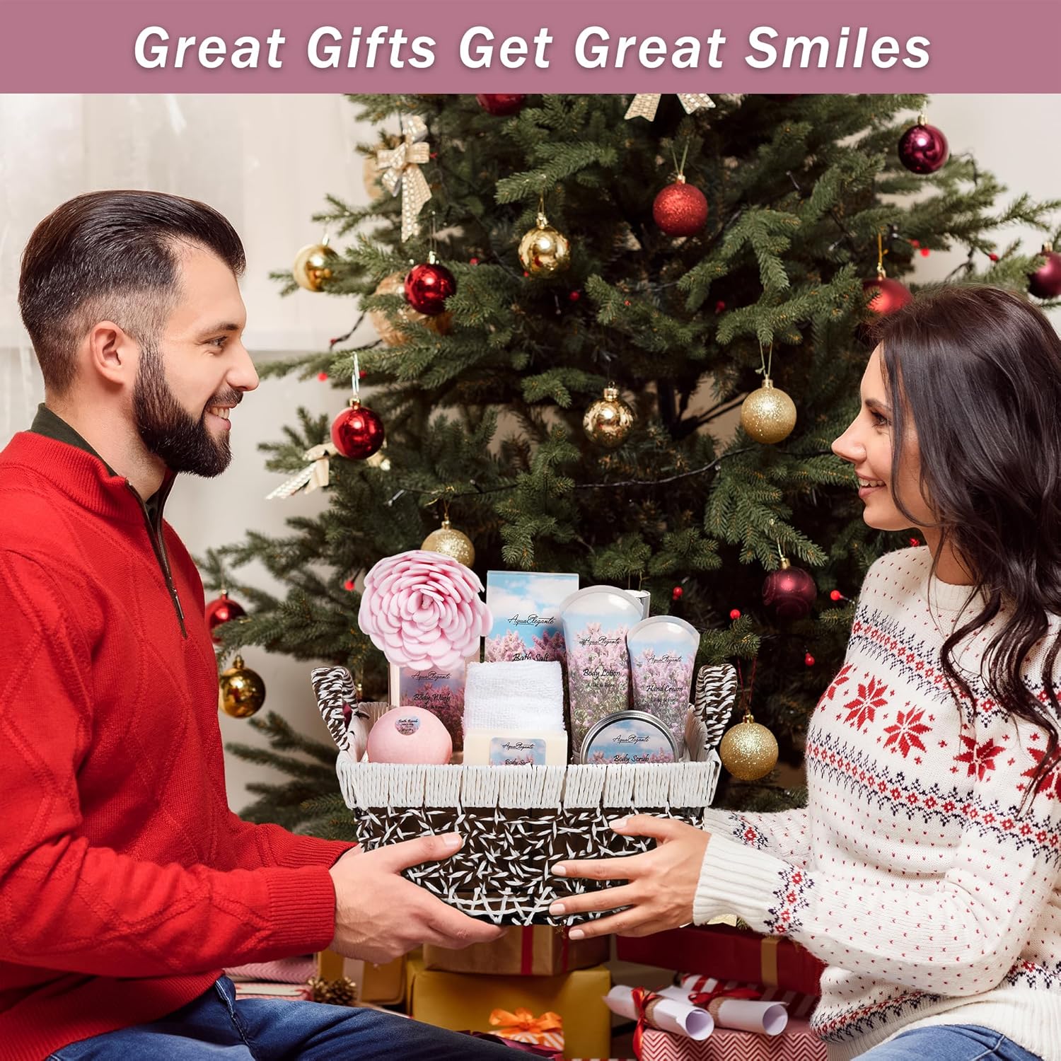 Spa Baskets For Women - Luxury Bath Set With Lilac & Rose Oil - Spa Kit Includes Wash, Bubble Bath, Lotion, Bath Salts, Body Scrub, Hand Cream, Shower Puff, Bathbombs, Soap and Towel - Image 3