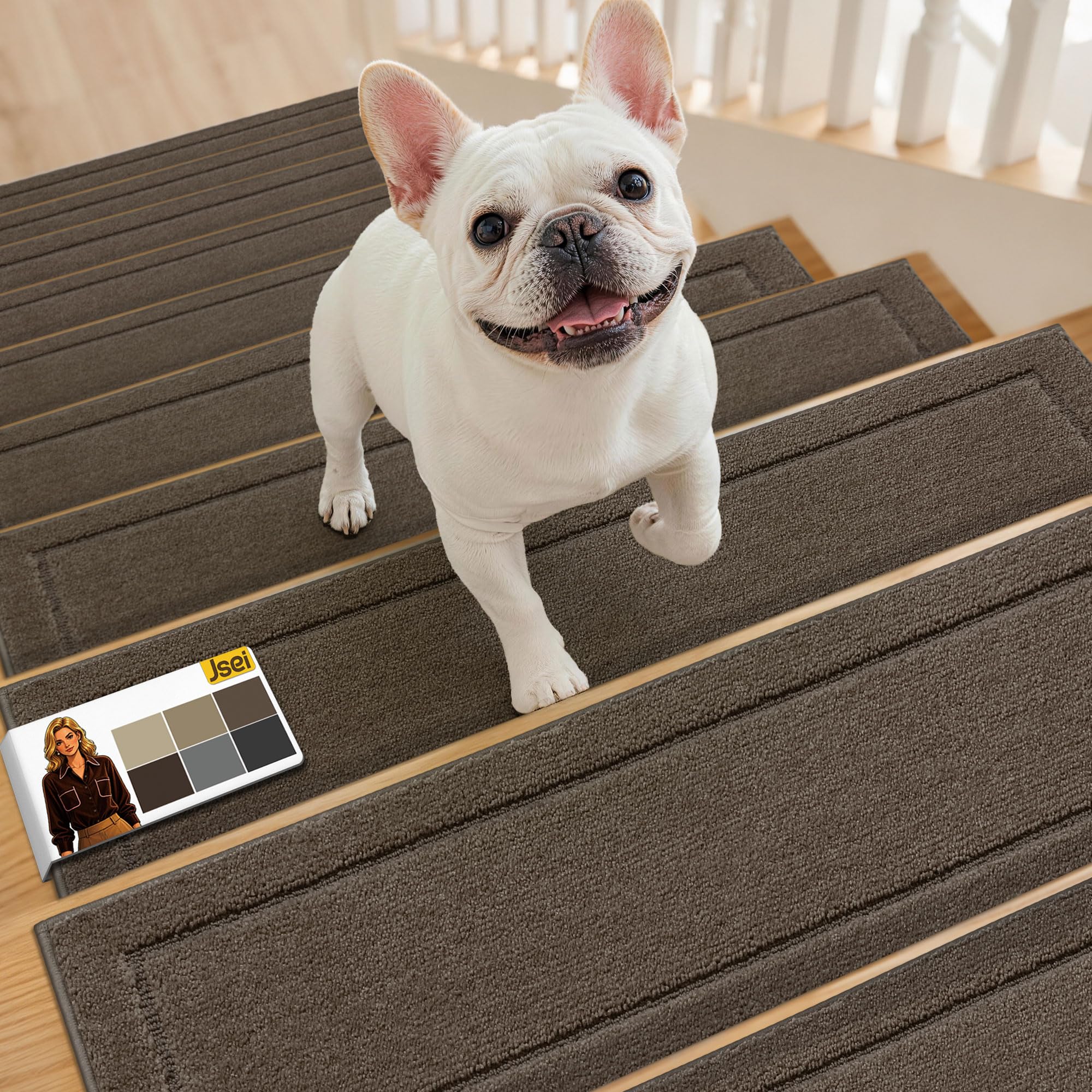 Photo 1 of JSEI Stair Treads, 15-Pack, 30" x 8", Light Brown