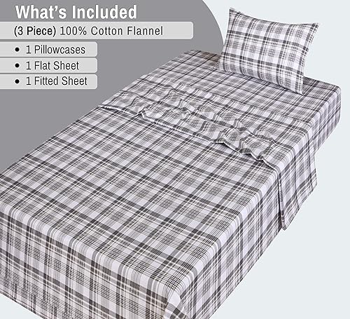 Vista 88 de RUVANTI Juego de sábanas de franela 100% algodón, tamaño matrimonial, 4 piezas, Alpine Serenity Serenidad alpina