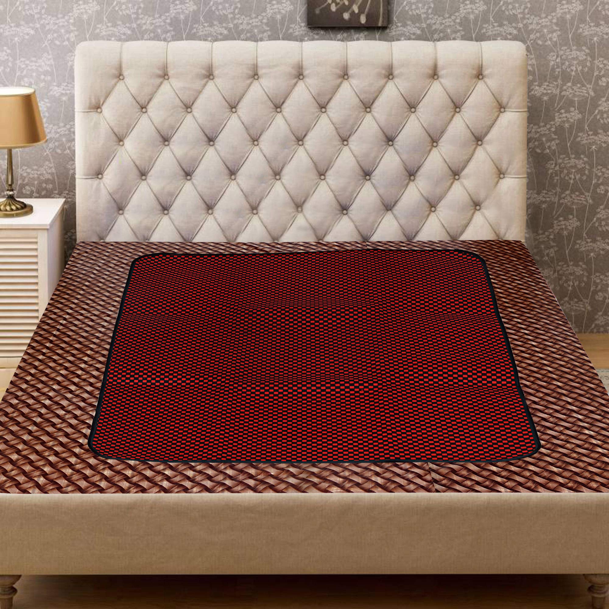 Kuber Industries Checkered Design Rexine Food Mat Bed Server 38"x29" (Maroon)-CTKTC030290