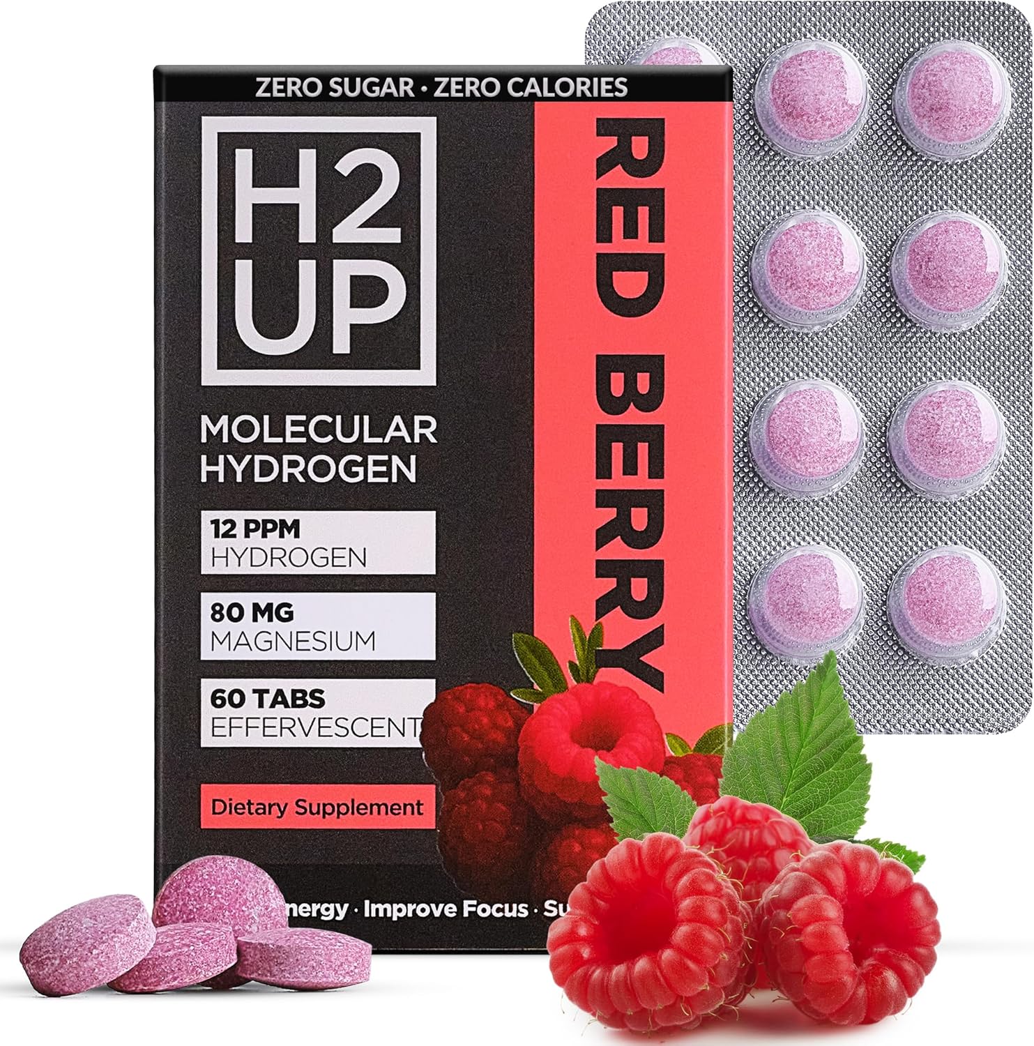Sugar-Free Molecular Hydrogen Tablets – 60 Count – 12 PPM Hydrogen with Magnesium – Dissolvable Tablets for Clean Hydrogen-Infused Water
