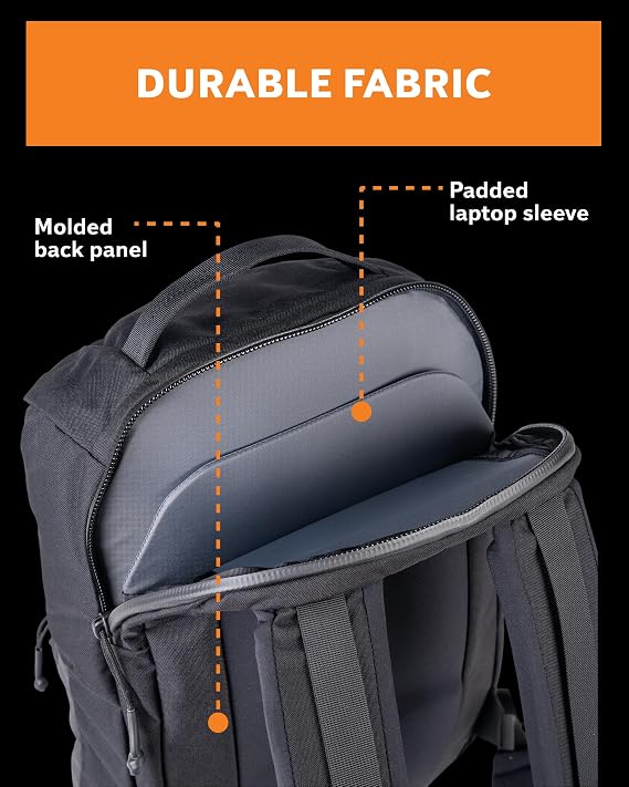 Mystery Ranch Rip Ruck 24 Backpack Durable Day Bag with Magnetic Zip Lid, Molded Back Panel & Padded Laptop Sleeve Black