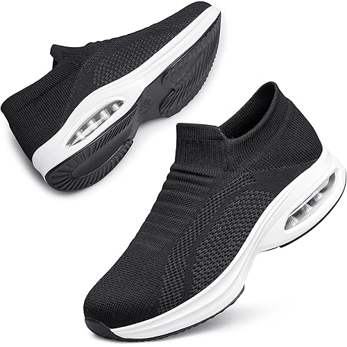 DOUSSPRT Womens Walking Shoes Slip on Sock Sneakers Lady Girls Nurse Mesh Air Cushion Platform Loafers Fashion Casual