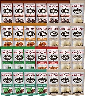 blue ribbon Land O'Lakes Hot Cocoa Mix (28 Count) 6 Flavors Gifts for Students Co-Workers Teens Someone Special Family Friends Her Him Hot Cocoa Gift Box