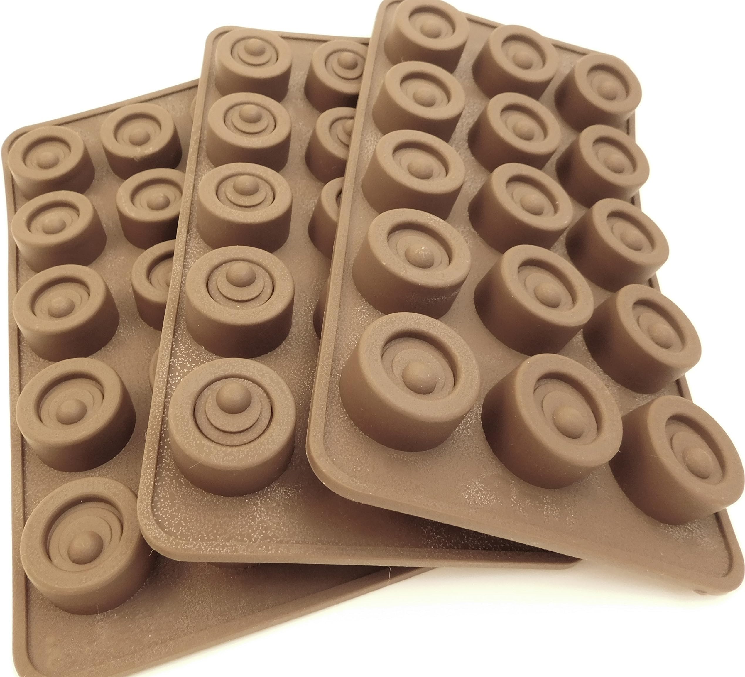 CLEARANCE: 3 Chocolate and Candy Molds, set Round Molds, Great for Chocolate and Candies, Ice cubes, Valentine Candy, Wedding mints, Crayons, etc.