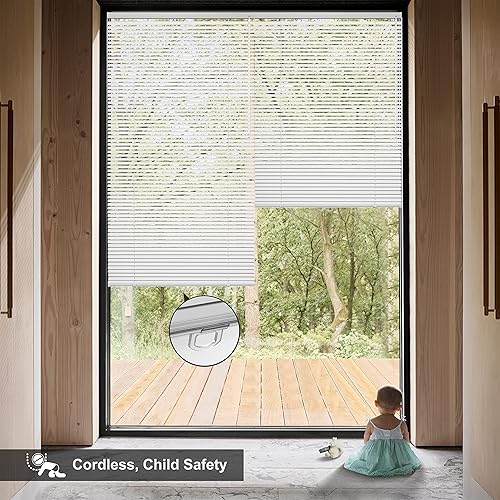 Miniatura 5 de Sulugood Persianas horizontales de aluminio de 1 pulgada sin cordón para oscurecer la habitación, persianas venecianas para el hogar, oficina, baño,