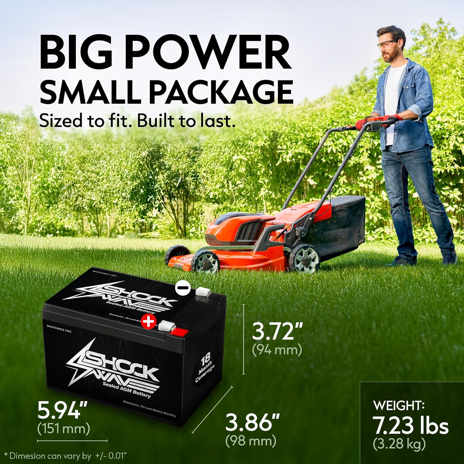 Shockwave 12V 15AH SLA Battery – Heavy-Duty Replacement for 12V 15 Batteries in Alarms, Scooters, Ride-On Toys, Emergency Lights & More – F2 Spade Terminal