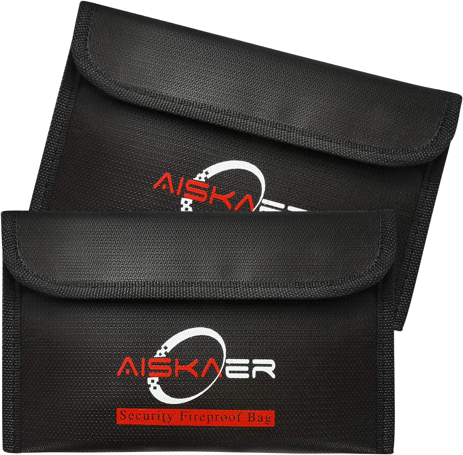 2PACK 8"x 5" Fire & Water Resistant Safe Bag - Non-Itchy Silicone Coated, Small Fireproof Wallet for Money, Keys, Jewelry and Passport