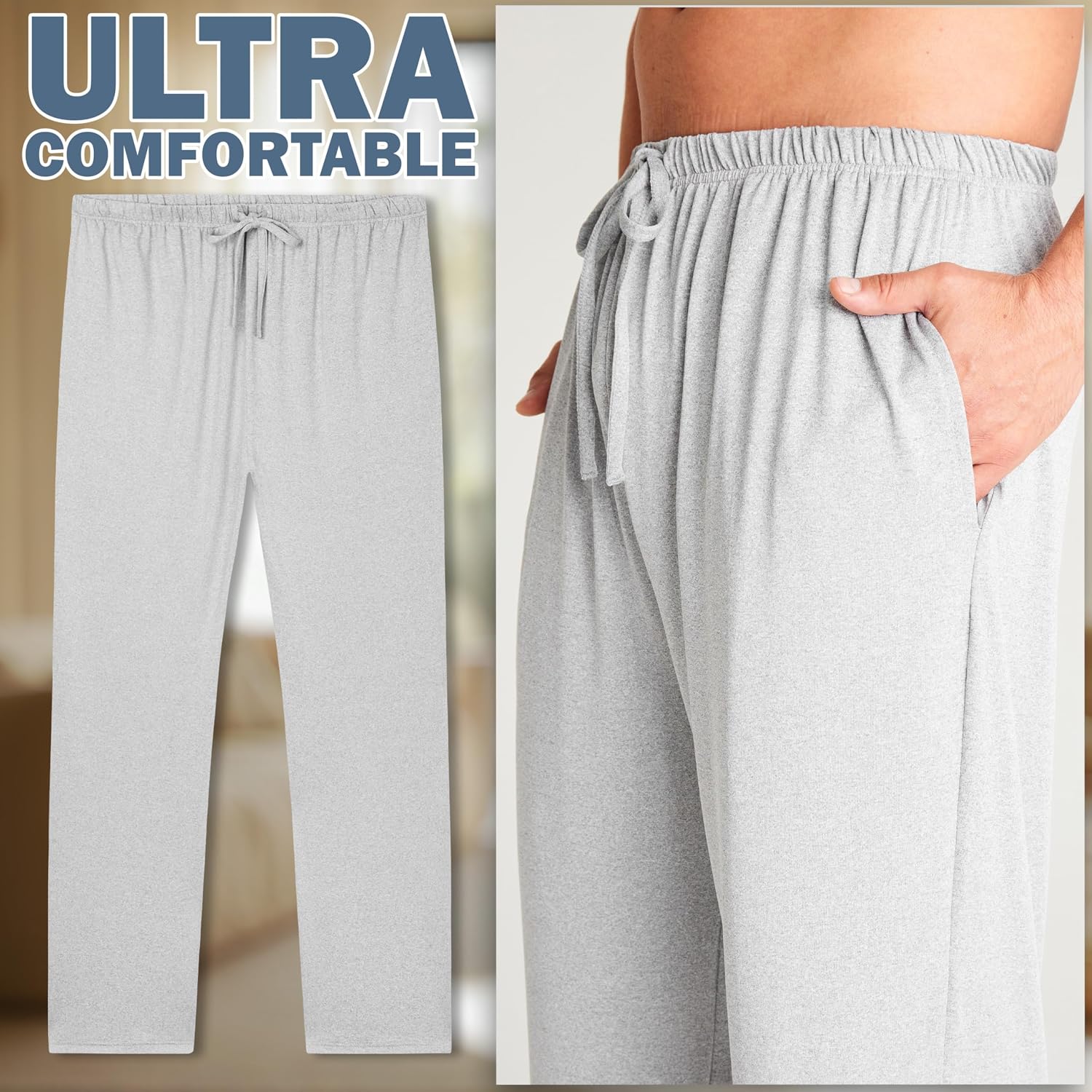 Get Trend Pajama Pants for Men, Teens, Soft, Breathable Lounge Pants With Pockets, PJ Sleep Bottoms Loungewear, Gifts for Men