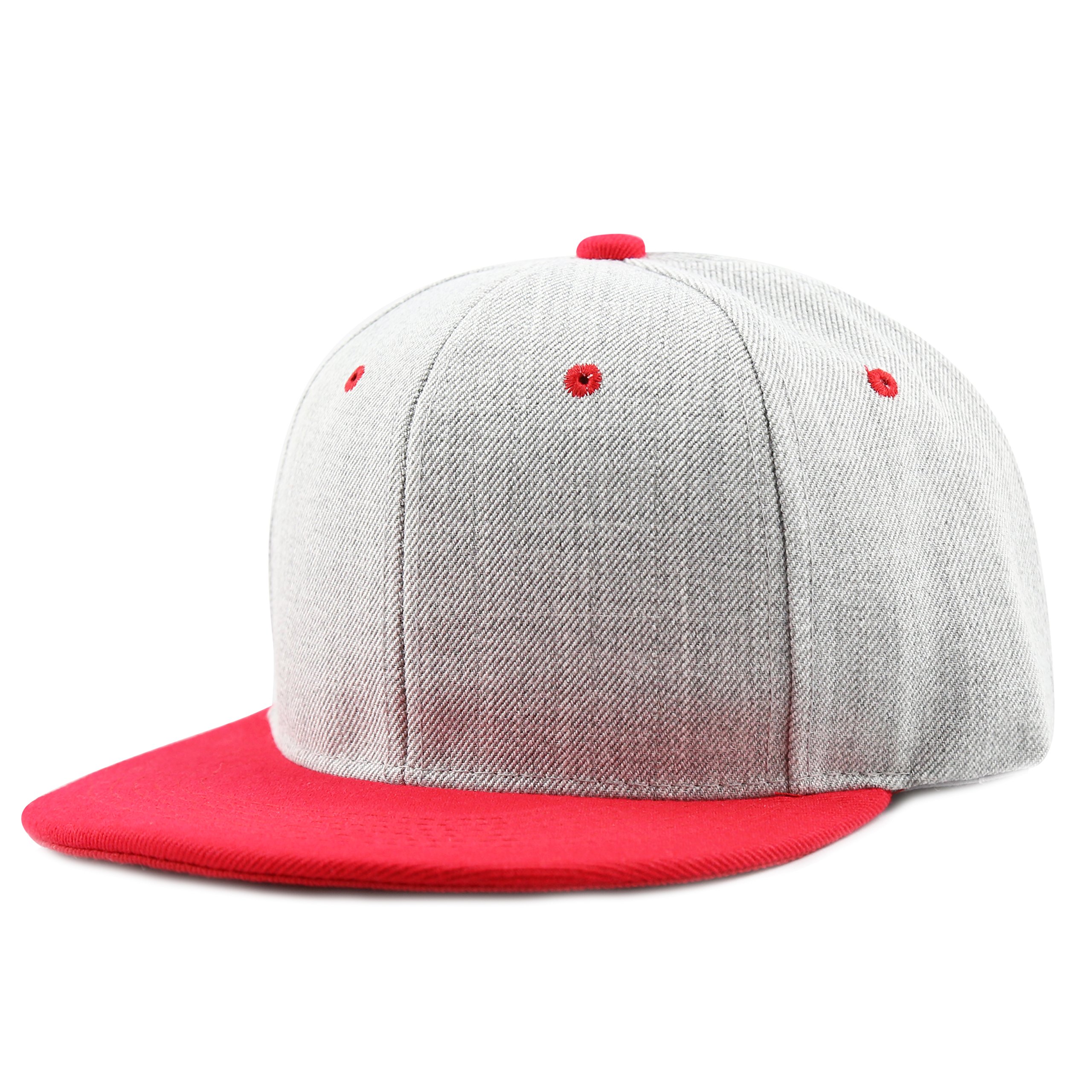 The Hat Depot1300hg Plain Heather Grey Snapback Cap (Red)