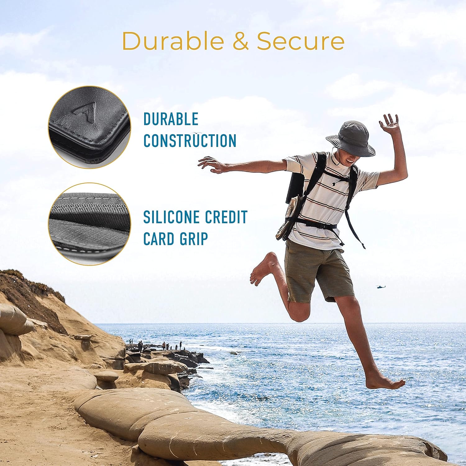 Allett Hybrid Card Wallet, Onyx Black | Leather, RFID Blocking, Vertical Layout | Minimalist, Bifold, Card Holder, Water Resistant, Thin, Front Pocket | Holds 3-10+ Cards, Cash - Image 6