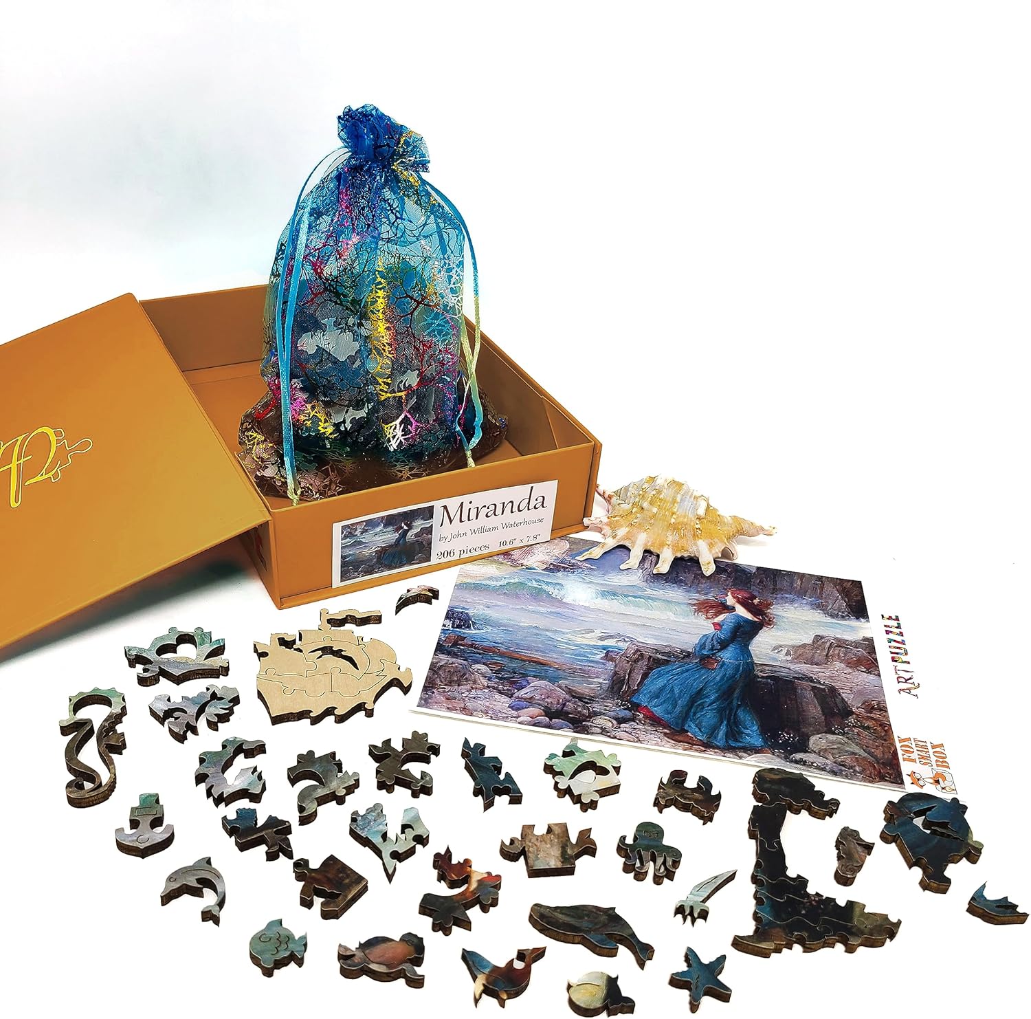 Wooden Puzzlе for Adults - Uniquely Shaped Pieces - Made in The USA by FoxSmartBox - 206 Pieces - Miranda