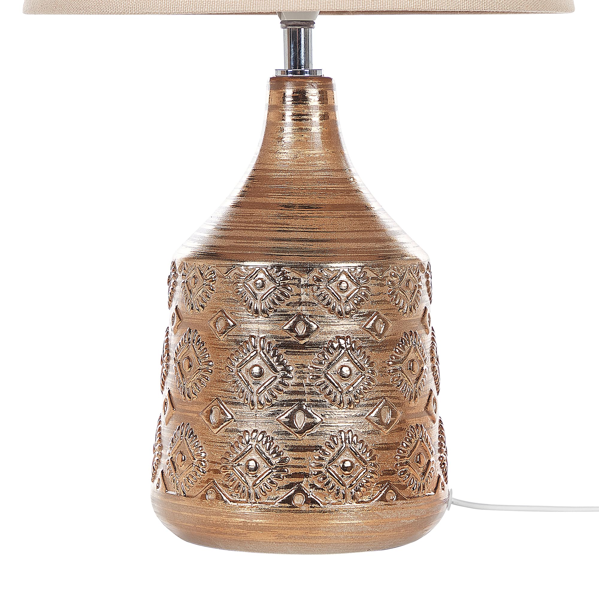 Beliani Tischlampe 47 cm Keramik Stoffschirm beige/braun Kabel mit Schalter Retro Wari