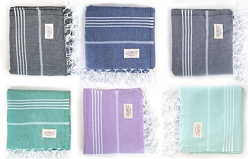 Miniatura 4 de Juego de toallas de playa turcas  Toalla de viaje de secado rápido, toallas de playa de gran tamaño, 38 x 71 pulgadas, algodón, suave, absorbente,