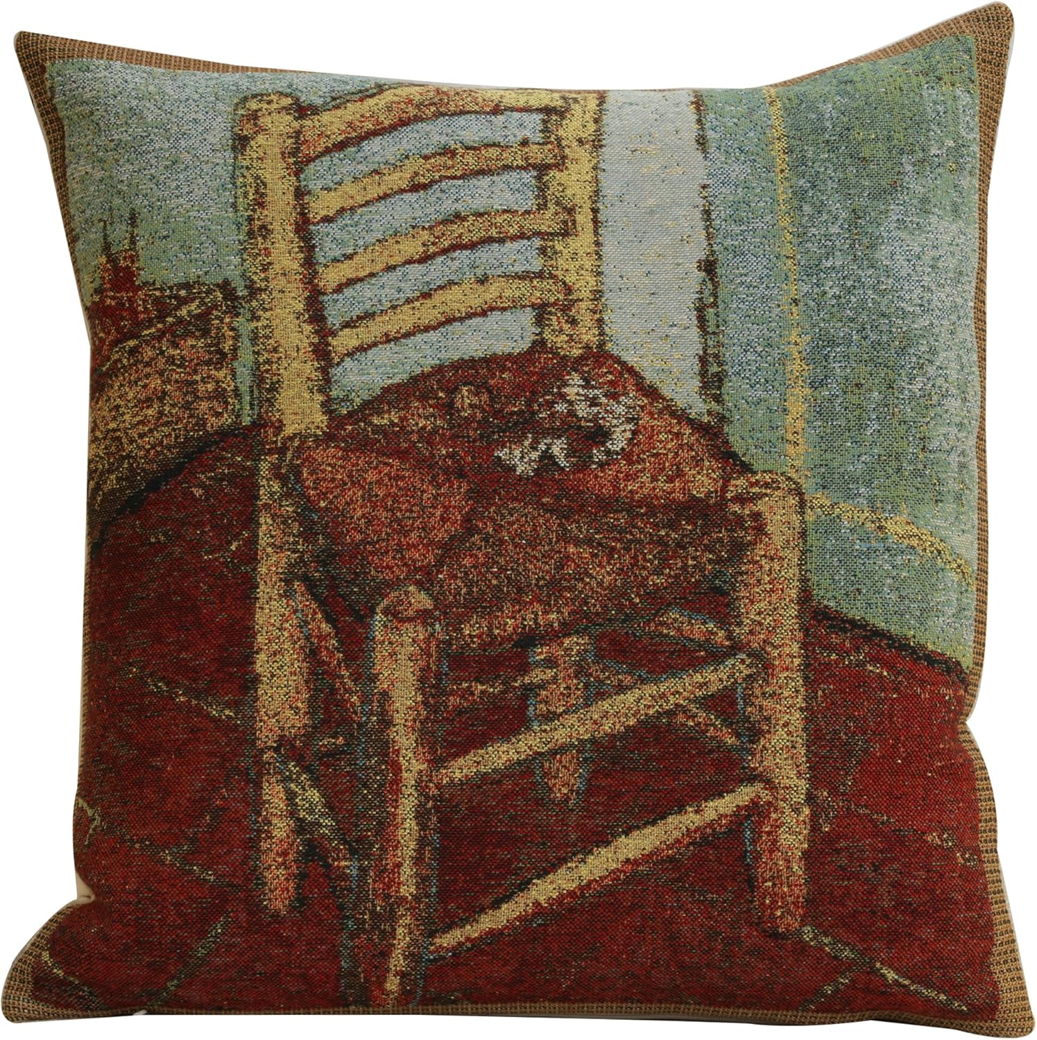 Charlotte Home Furnishings Decorative Throw Pillow Cover 16X16 in, Tapestry Pillow Cases for Couch and Living Room, Red Chair Home Decor Cushion Cases, Soft European Cotton Jacquard Woven