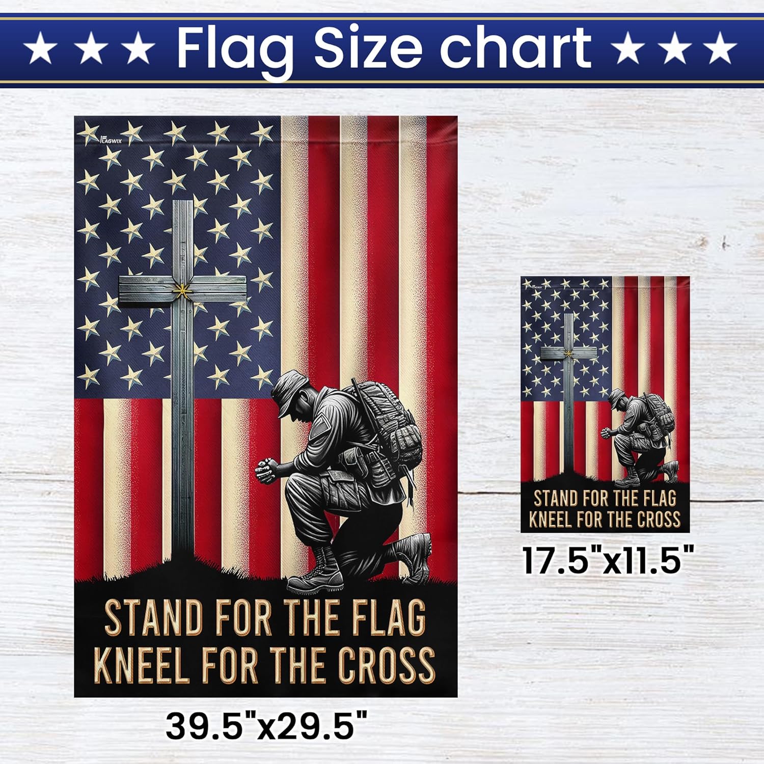 FLAGWIX Outdoor Army Veteran Flag - Stand For The Flag Kneel For The Cross Garden Flags for Outside 11.5" x 17.5" - 4th of July Veterans Day Memorial Day Decorations for Garden Decor